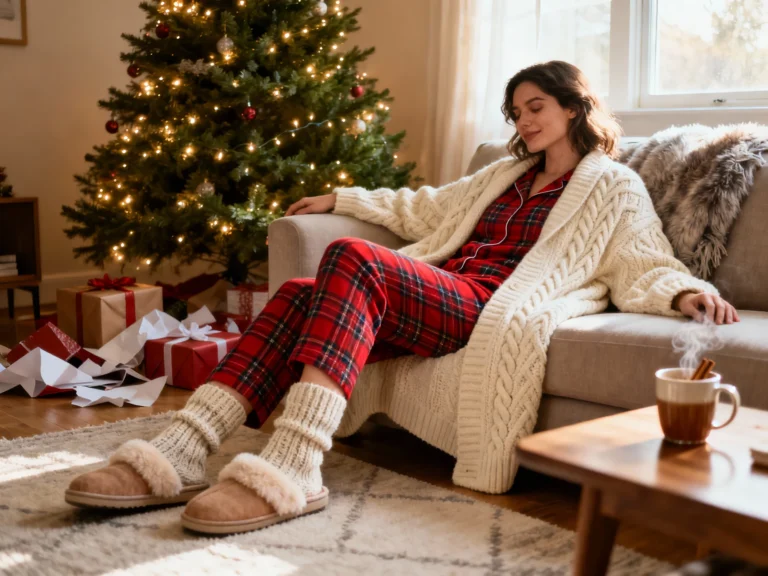 Cozy Christmas Morning Outfits for Women: PJs, Loungewear & Slippers
