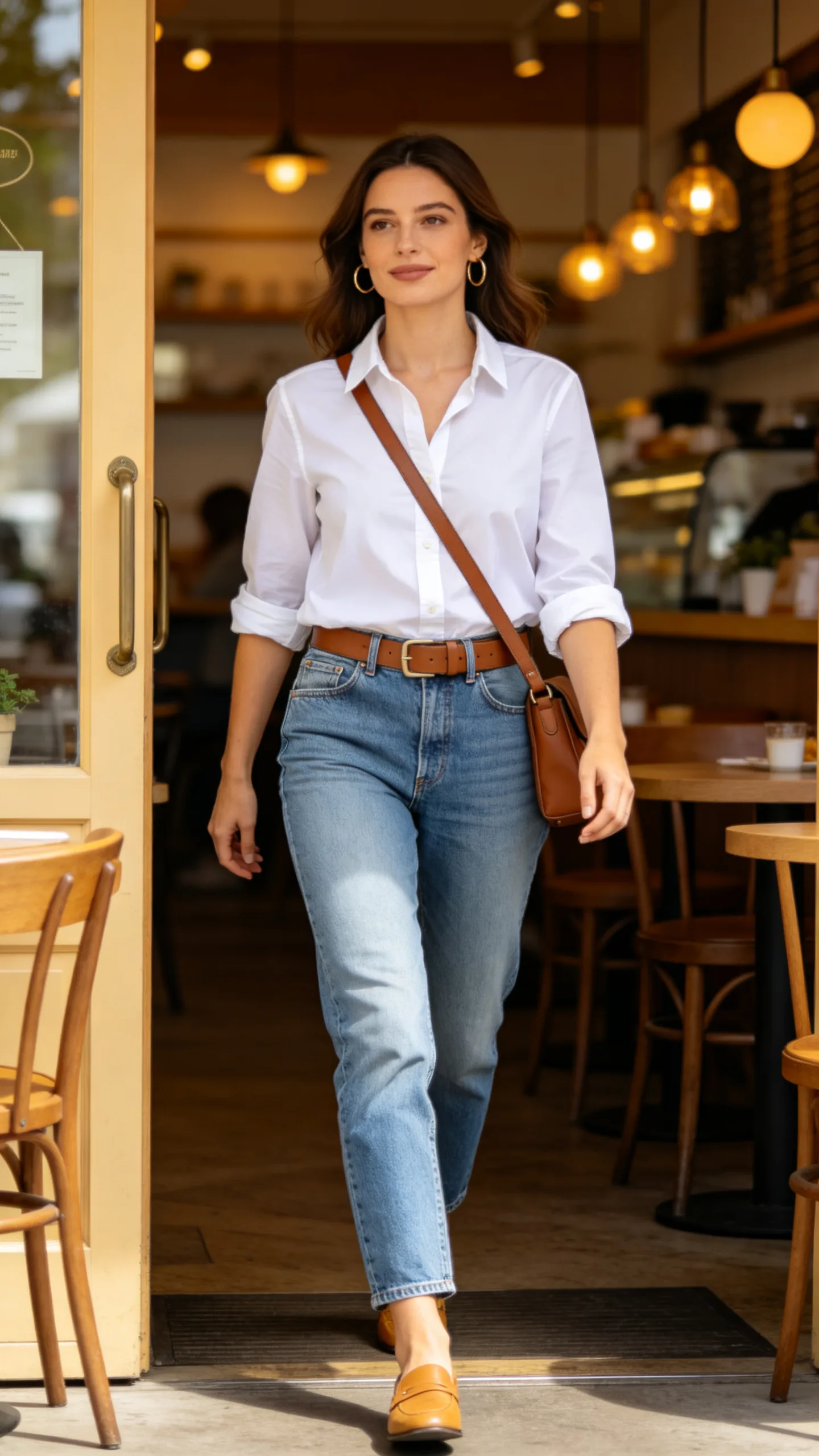 1. Straight-Leg Jeans With a White Button-Down