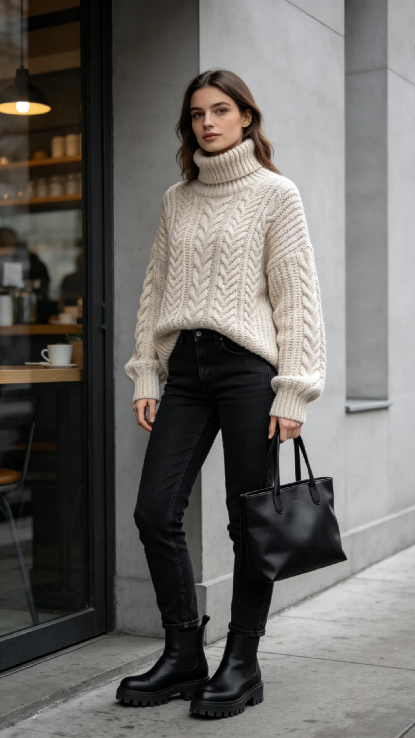 3. Black Jeans With an Oversized Knit and Chelsea Boots