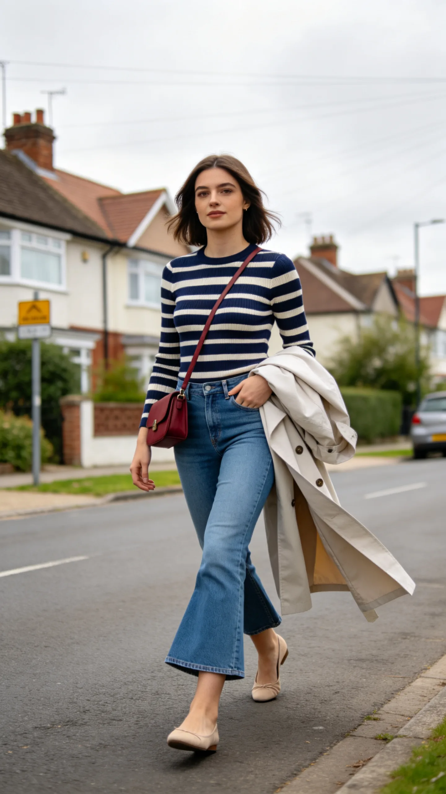 3. Striped Knit Top With Cropped Flare Jeans