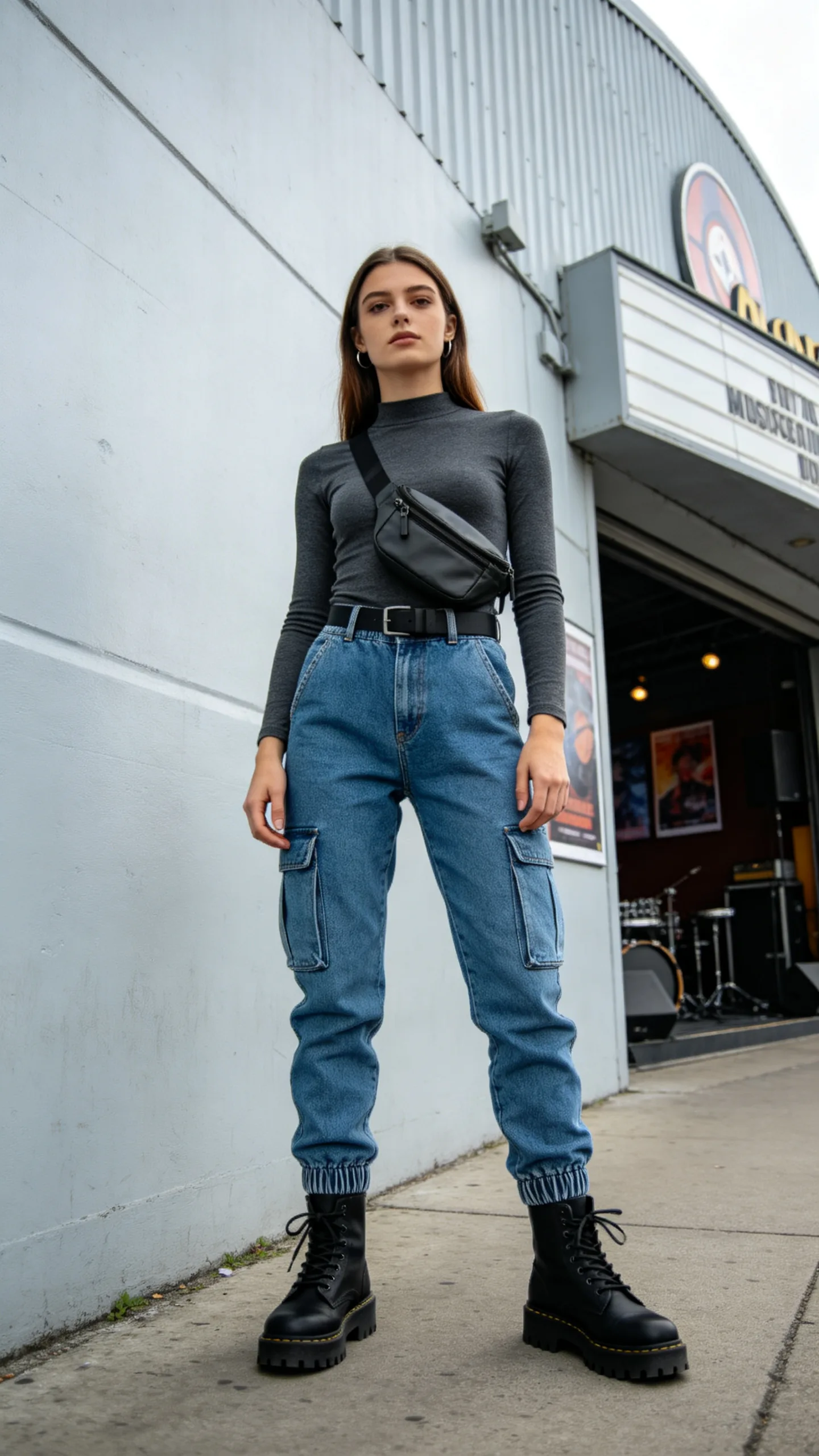 4. Cargo-Style Joggers with a Fitted Long-Sleeve Top