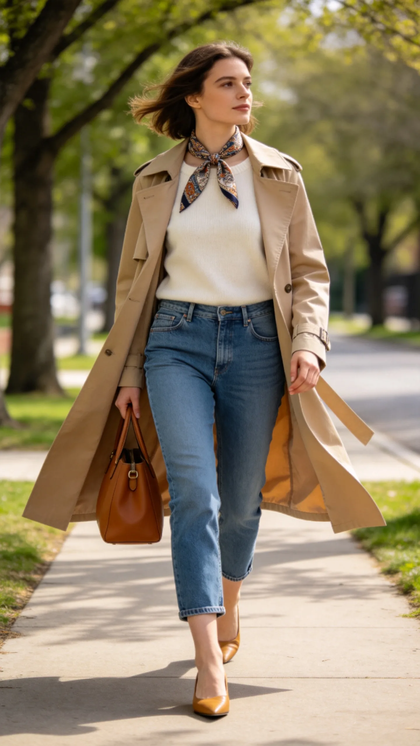4. Cropped Jeans With a Classic Trench Coat