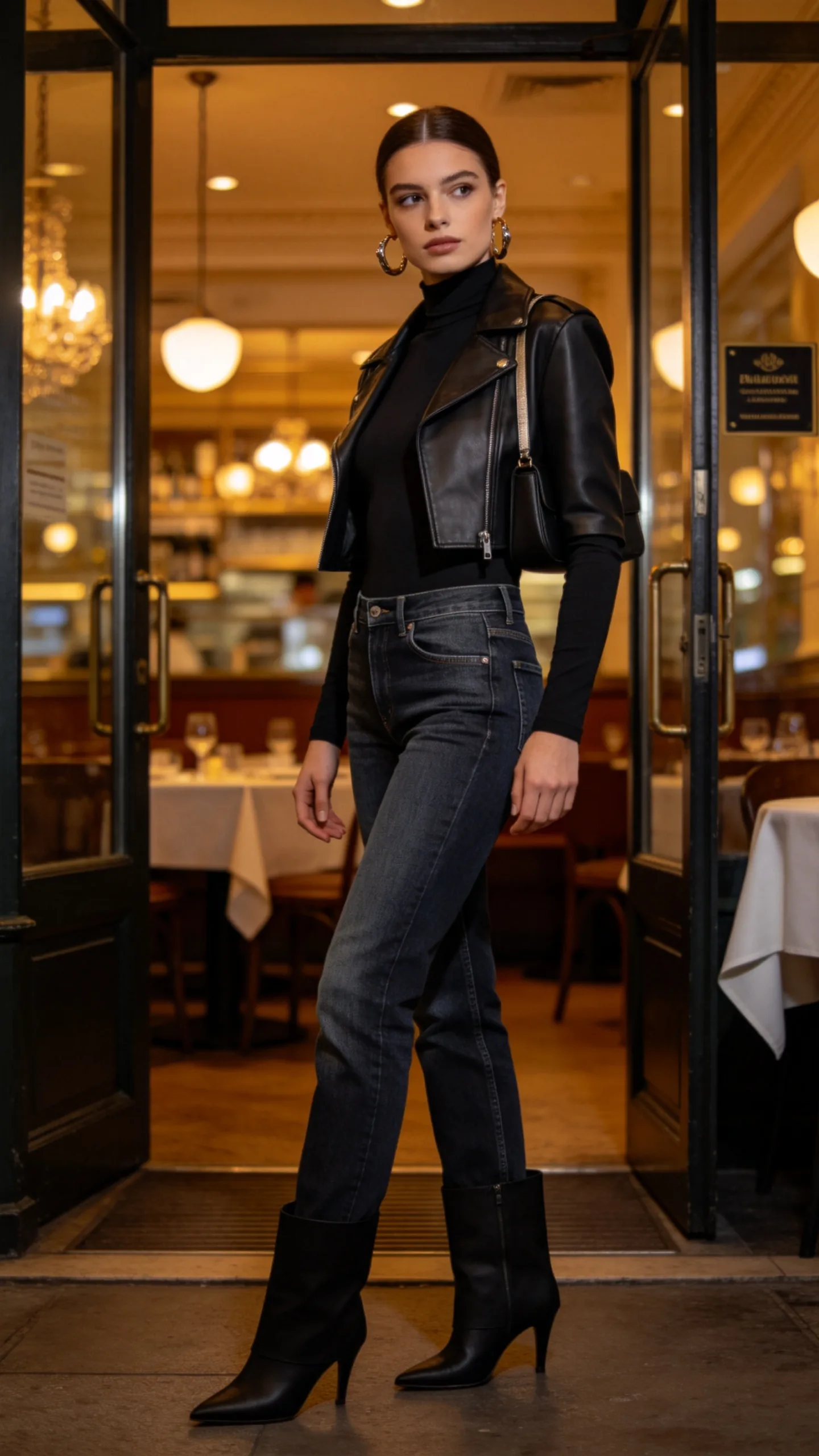 4. Dark-Wash Low Waist Jeans With a Bodysuit