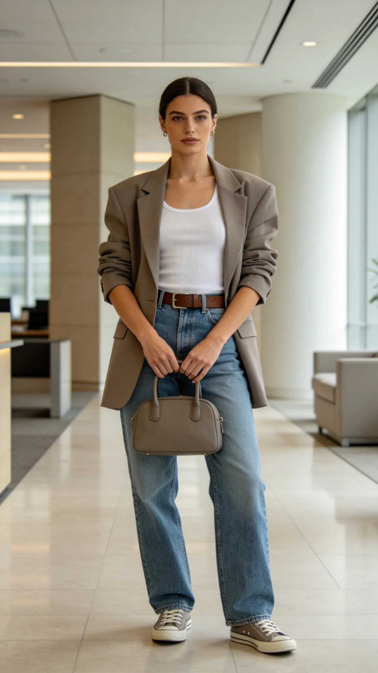 4. Oversized Blazer and Tank With Relaxed Jeans