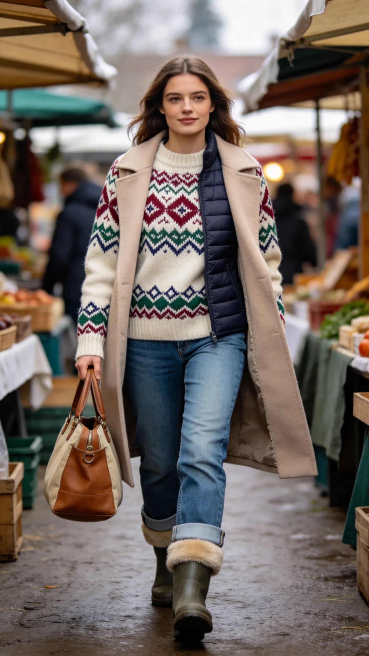 5. Relaxed Jeans With a Fair Isle Sweater