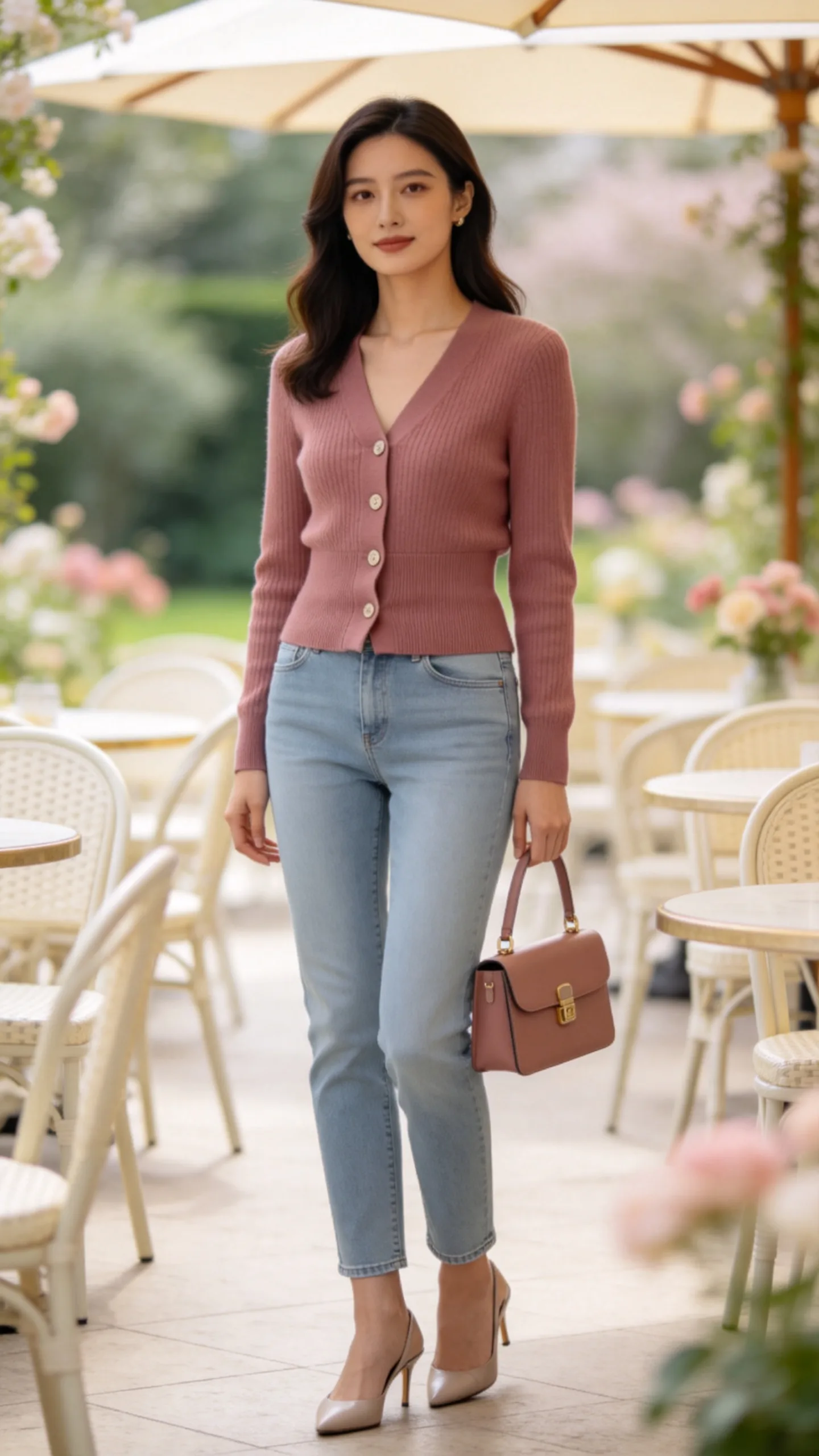 6. Ankle Jeans With a Fine-Knit Cardigan