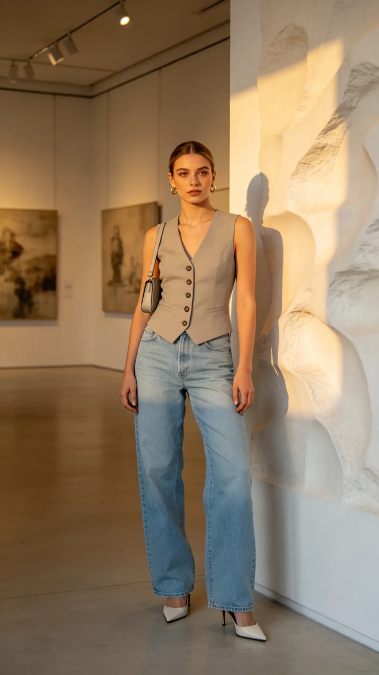 7. Baggy Jeans With a Tailored Waistcoat