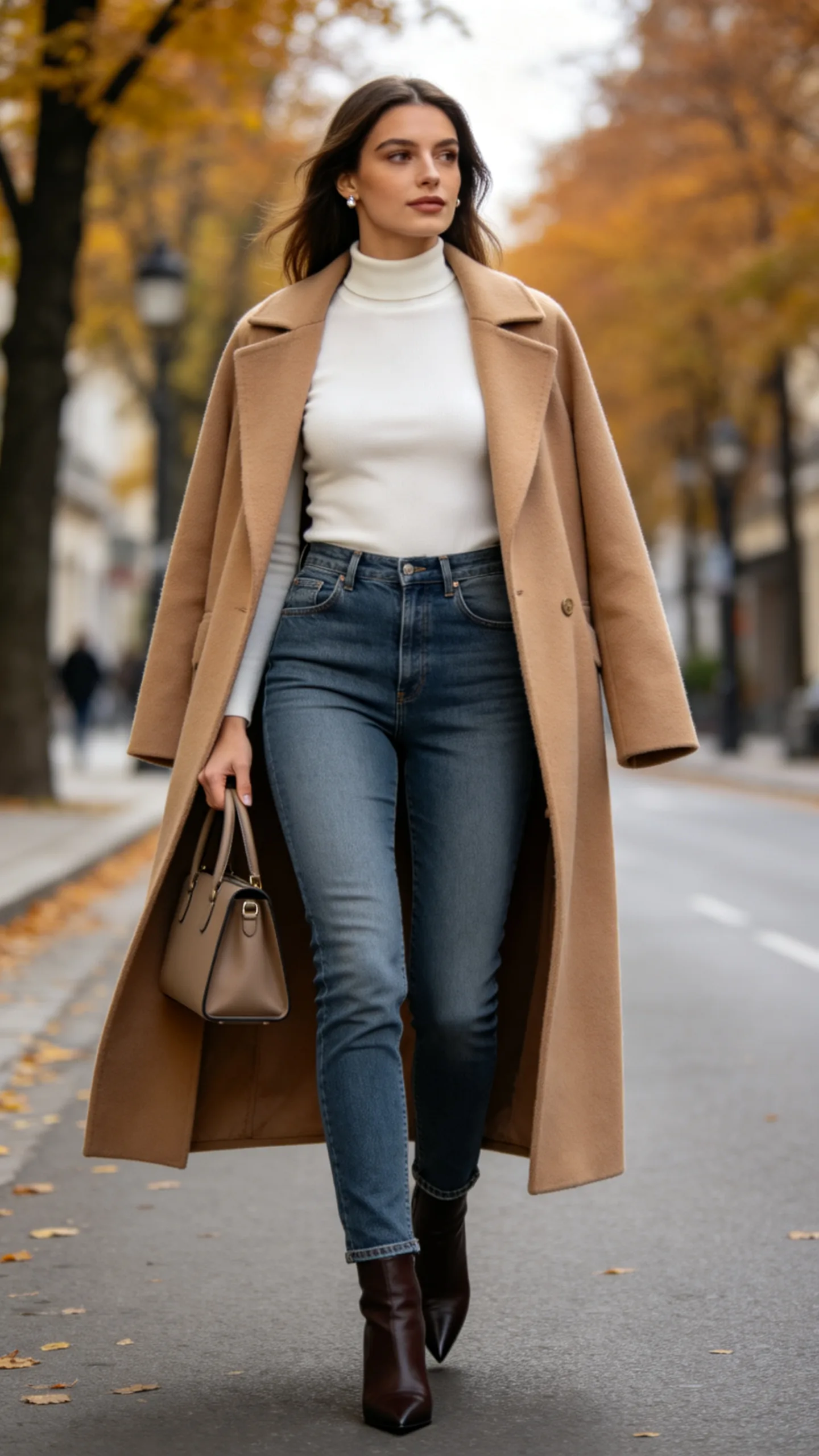 8. Mom Jeans With a Tucked Mock-Neck Top