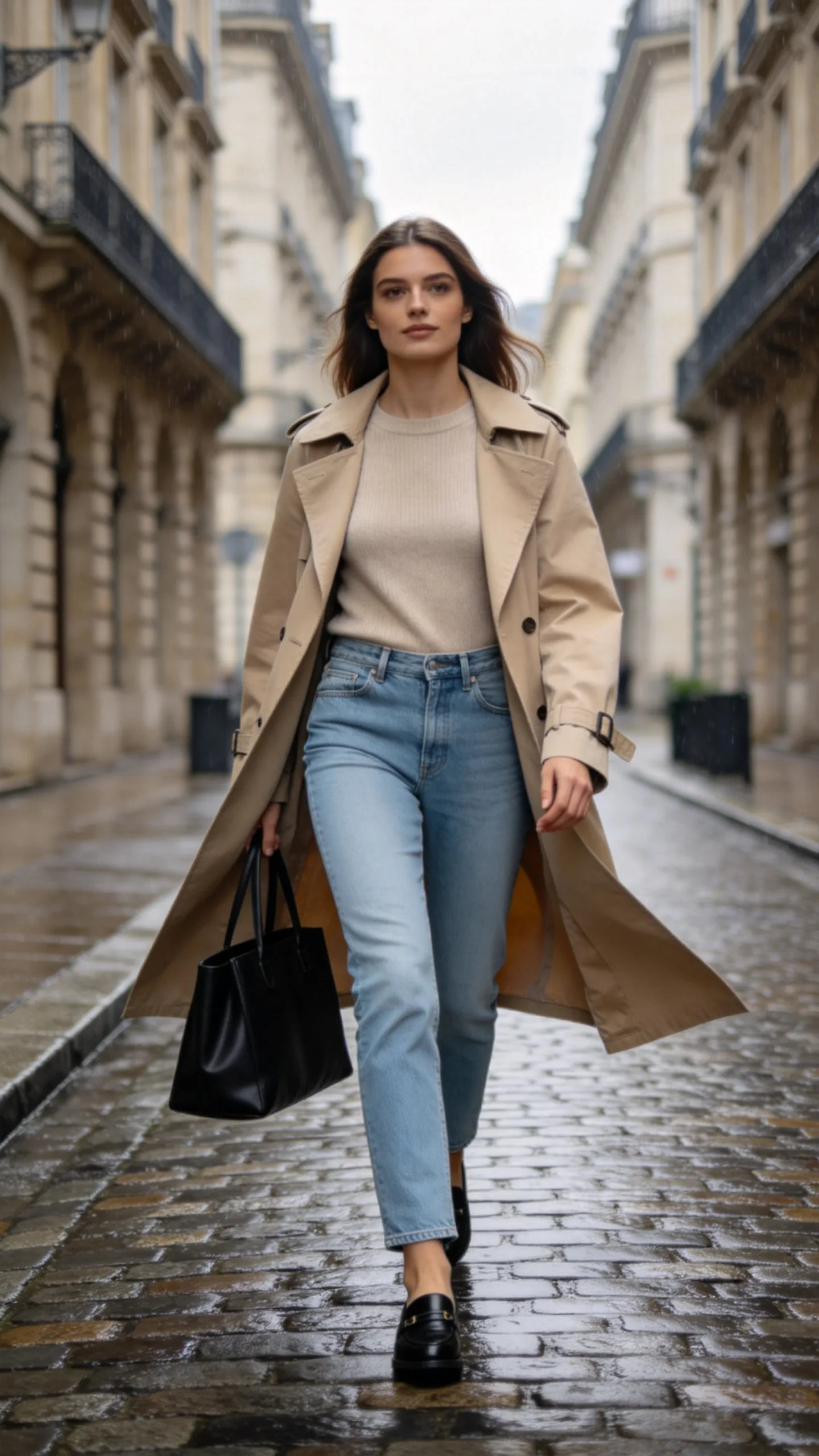8. Straight Jeans With a Trench Coat