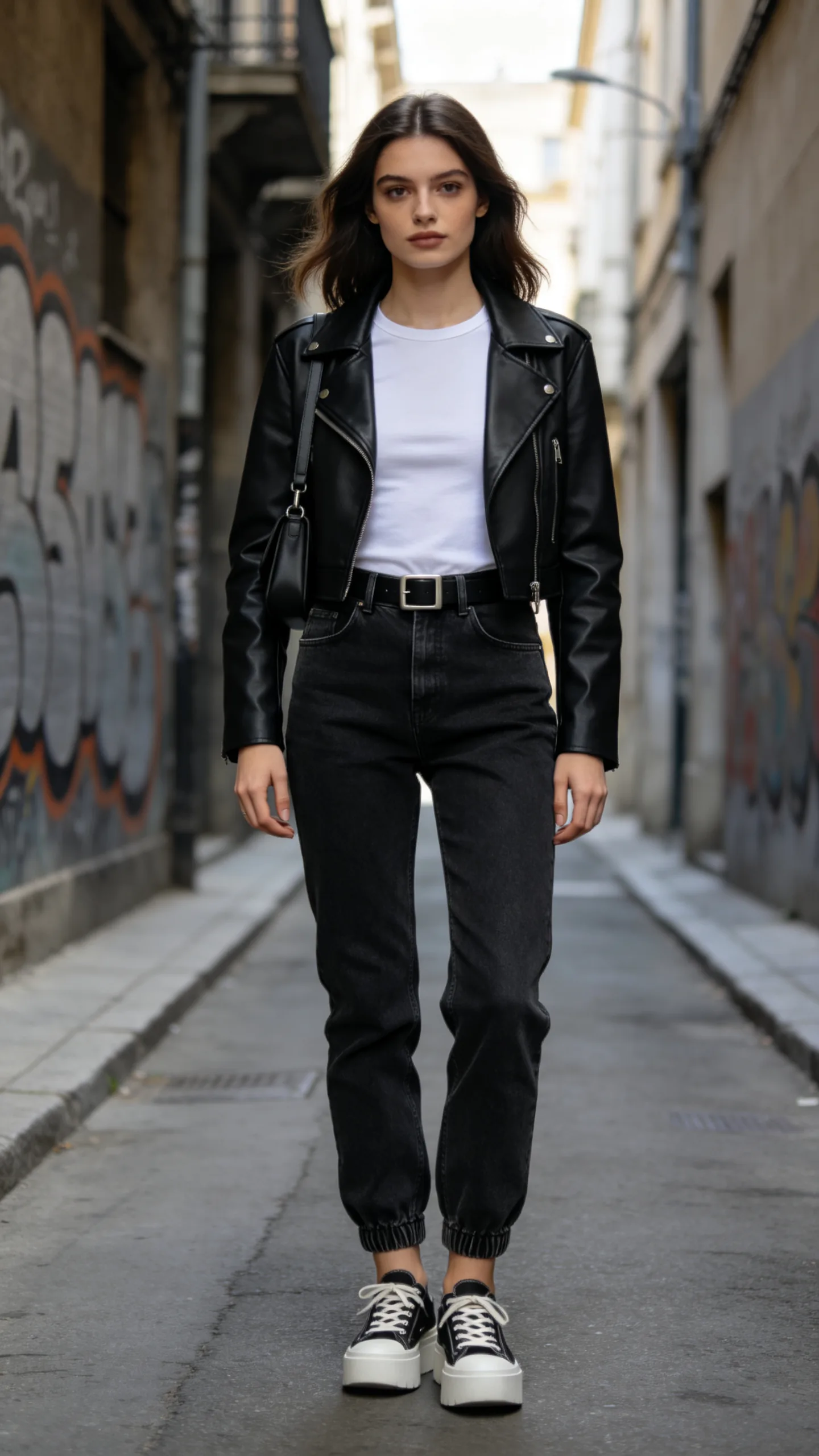 9. Jogger Jeans with a Leather Jacket