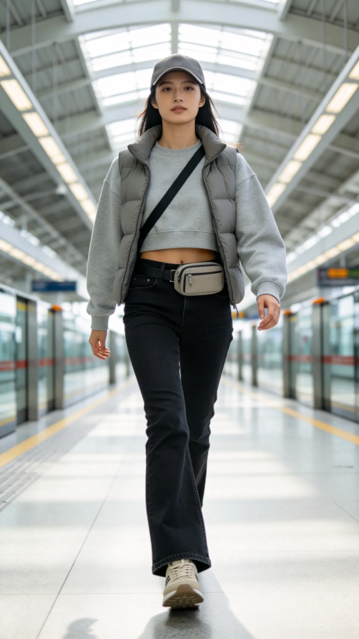 10. Cropped Sweatshirt and Retro Trainers