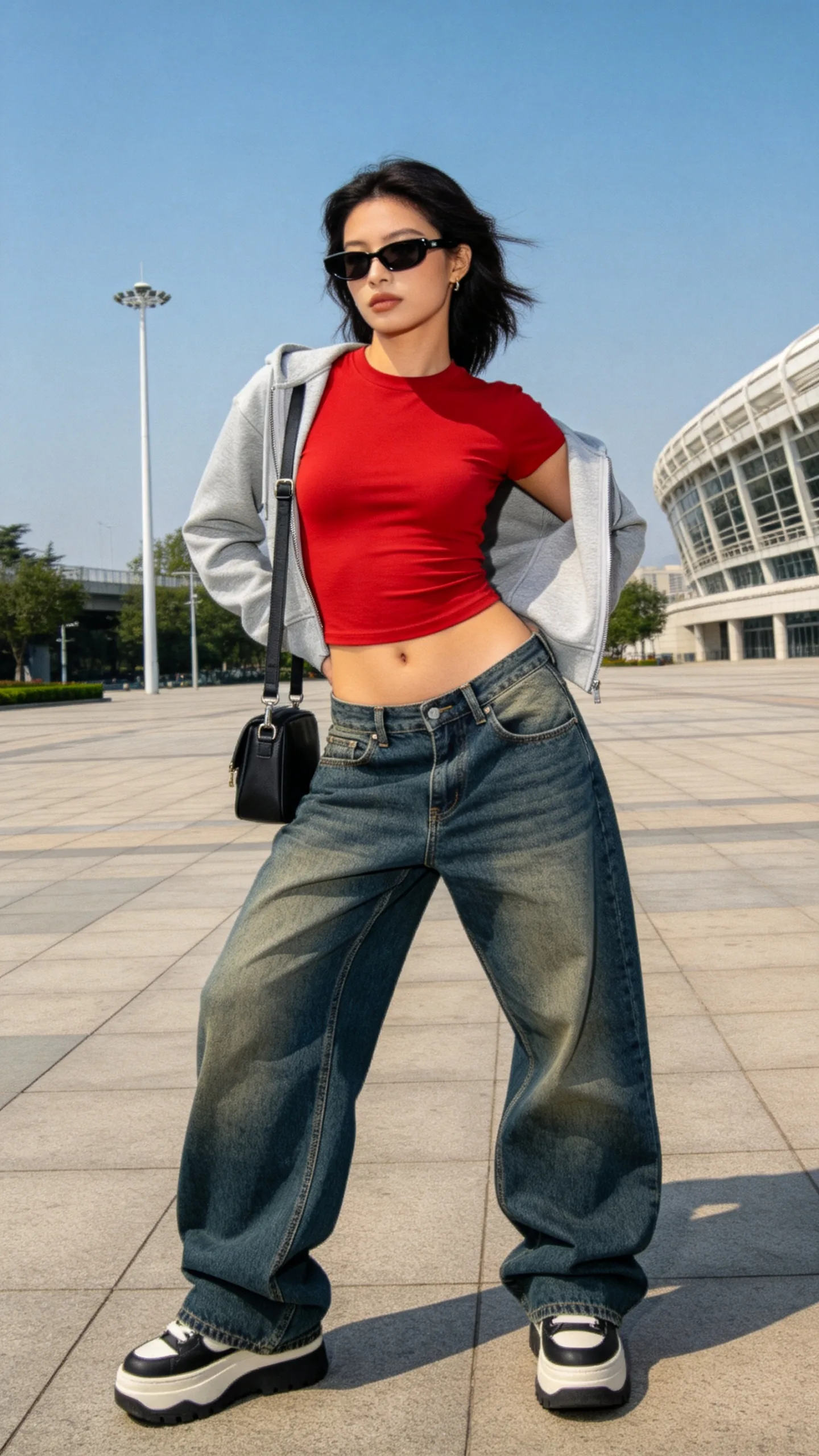 10. Low-Rise Baggy Jeans With a Baby Tee