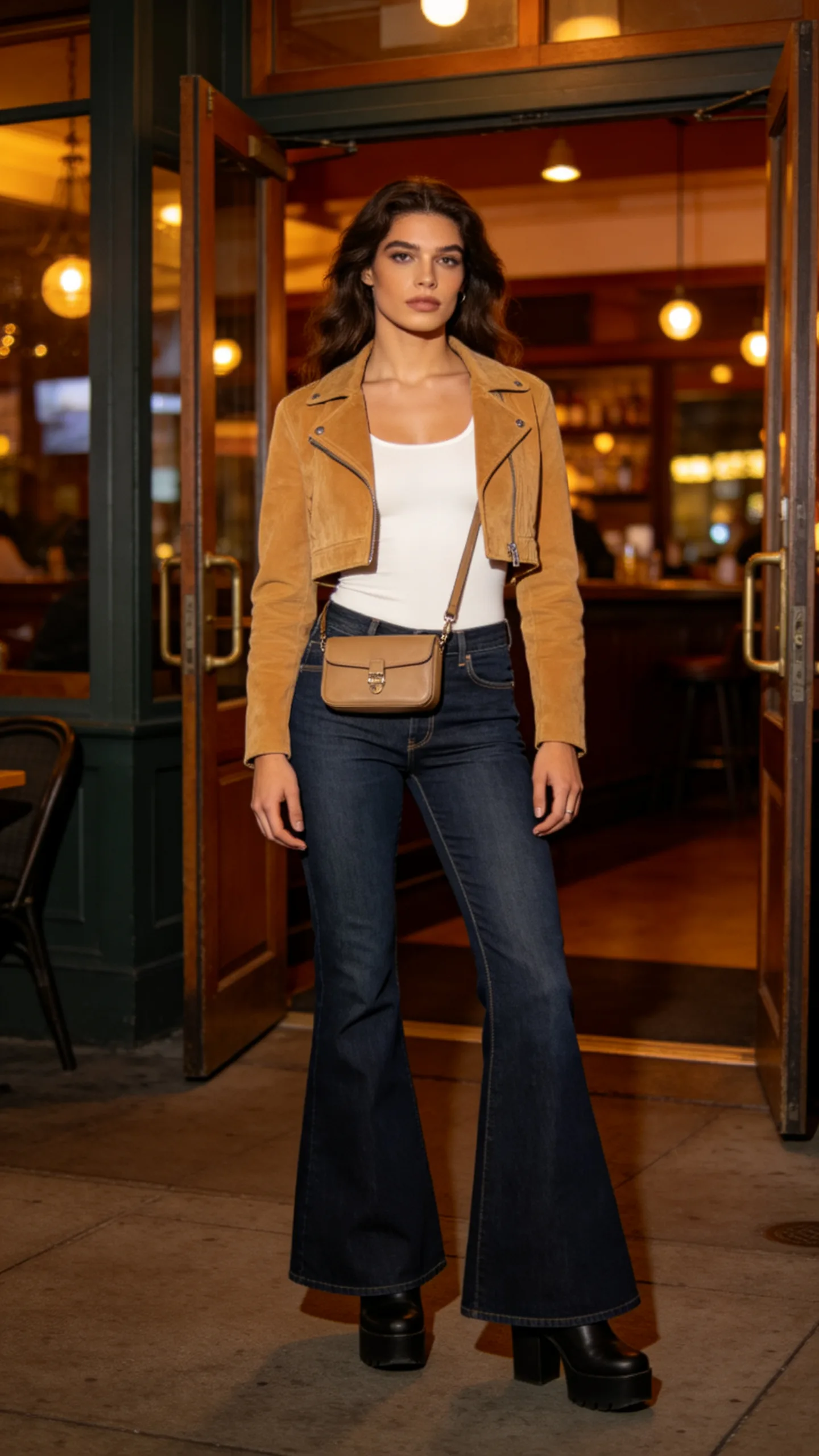 12. Flare Jeans With a Cropped Jacket