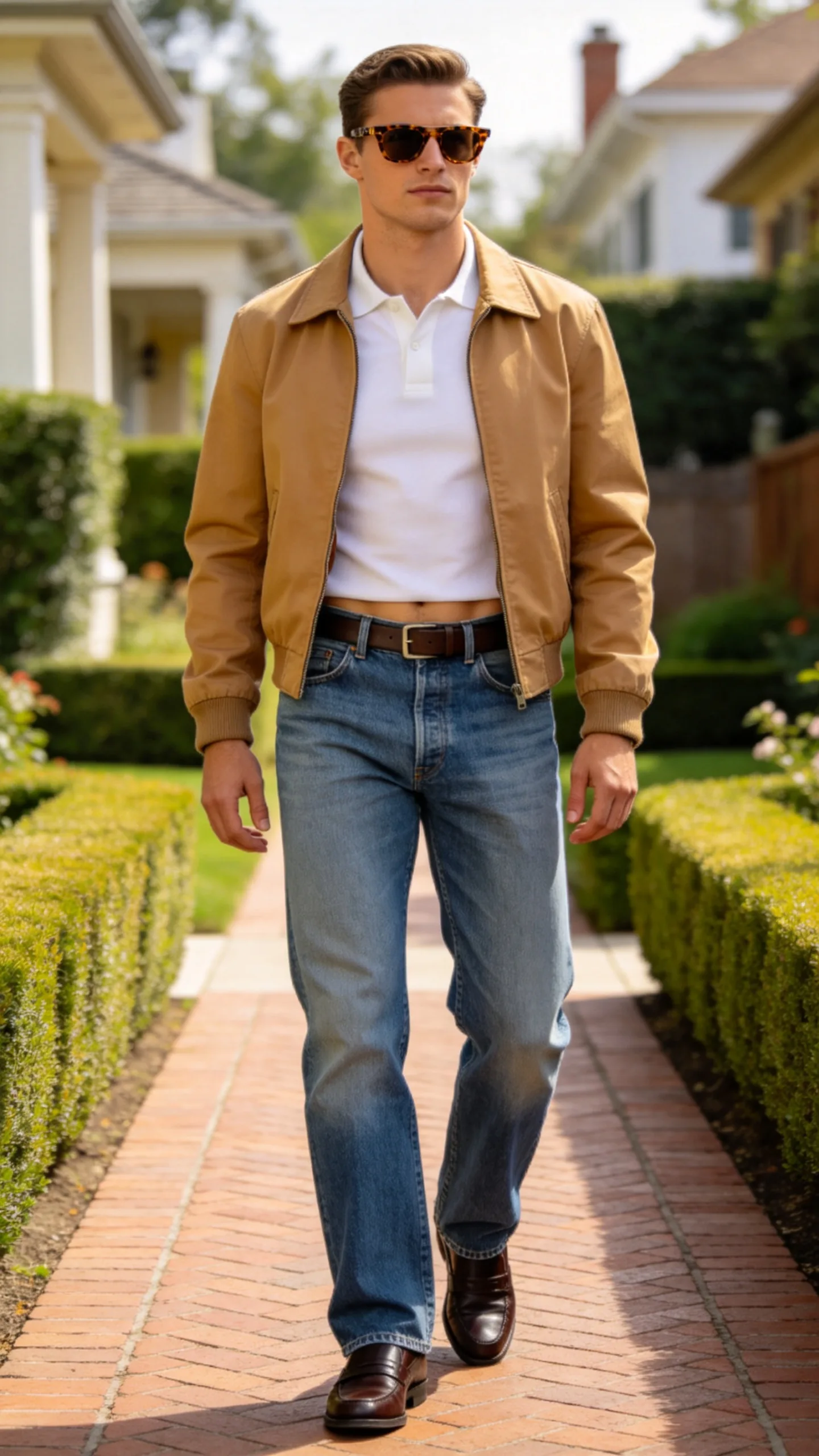 12. Rinsed Bootcut Jeans With a Harrington Jacket