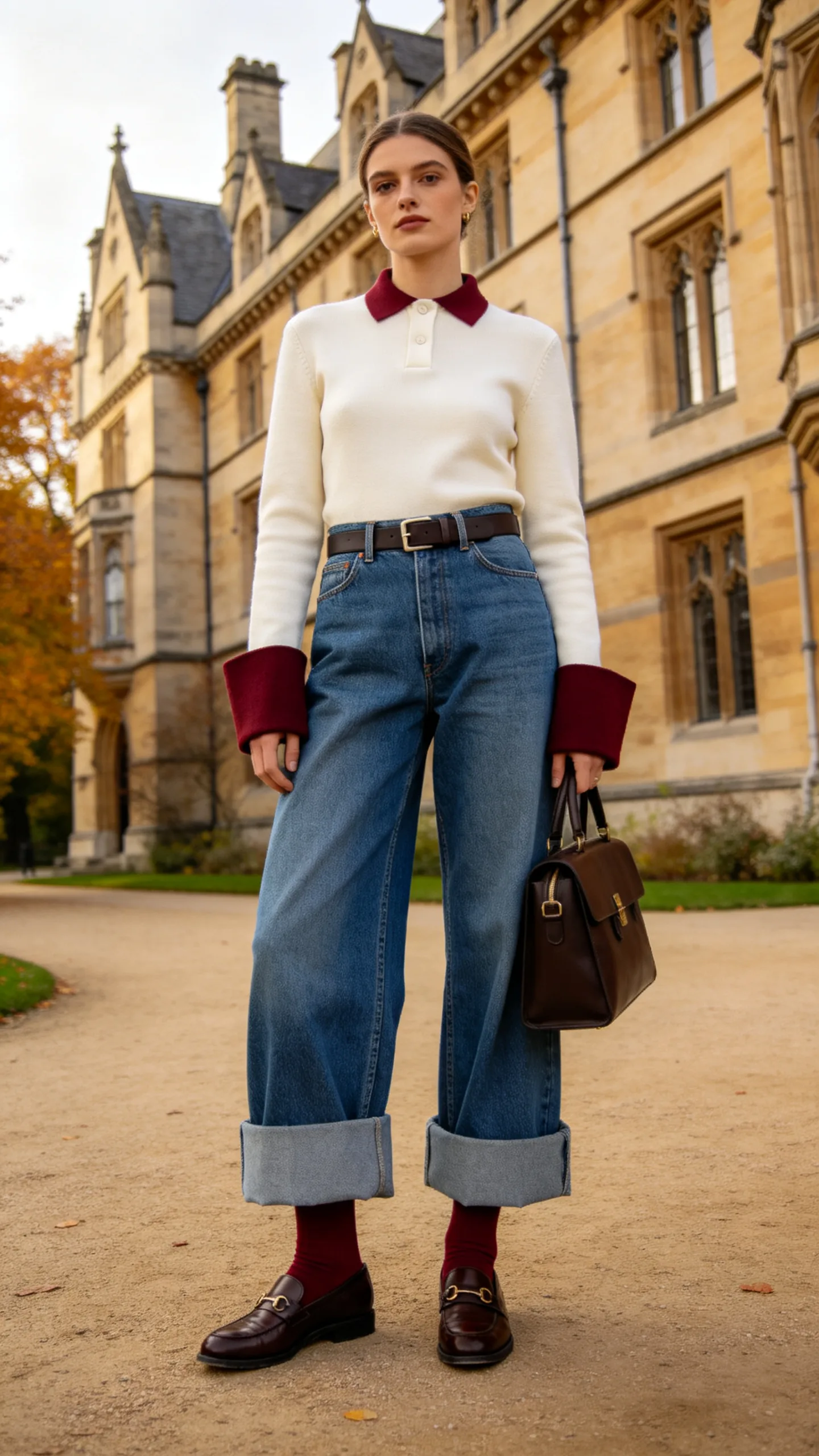 13. Cuffed Baggy Jeans With Loafers