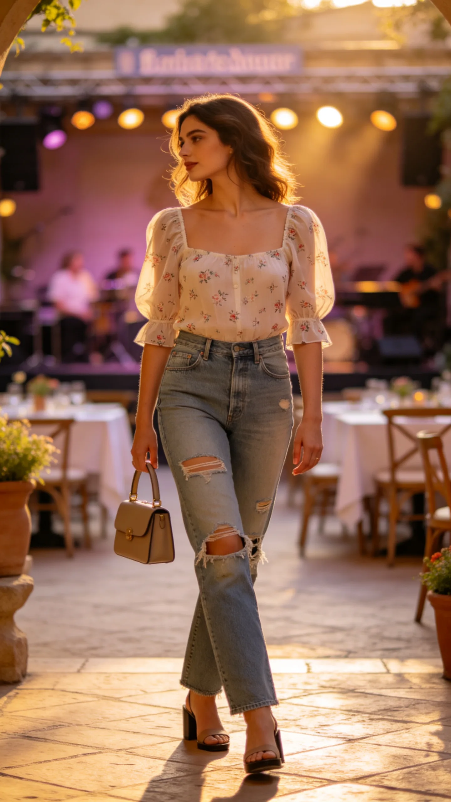 13. Distressed Jeans With a Puff-Sleeve Blouse