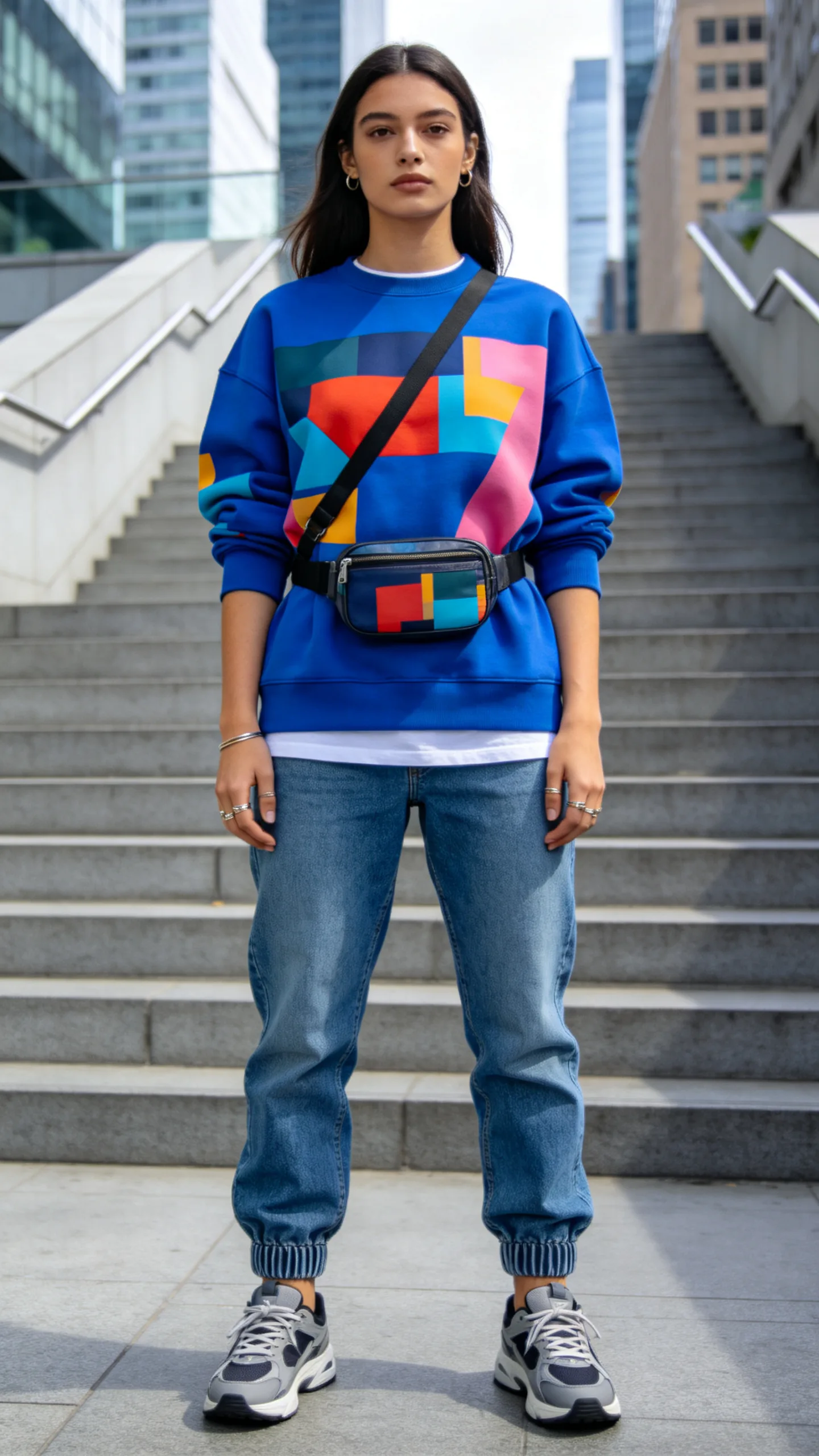 13. Jogger Jeans with a Statement Sweatshirt
