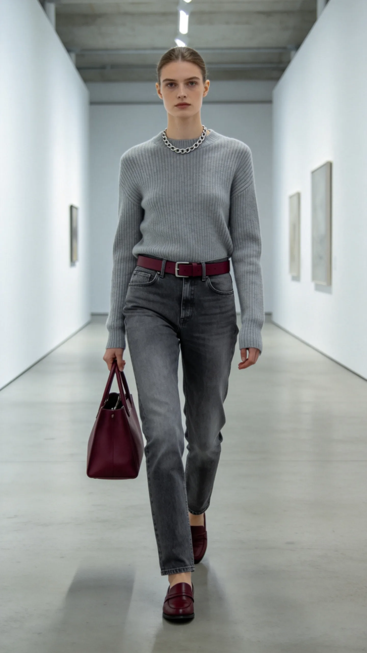 14. Gray Jeans With a Tonal Sweater