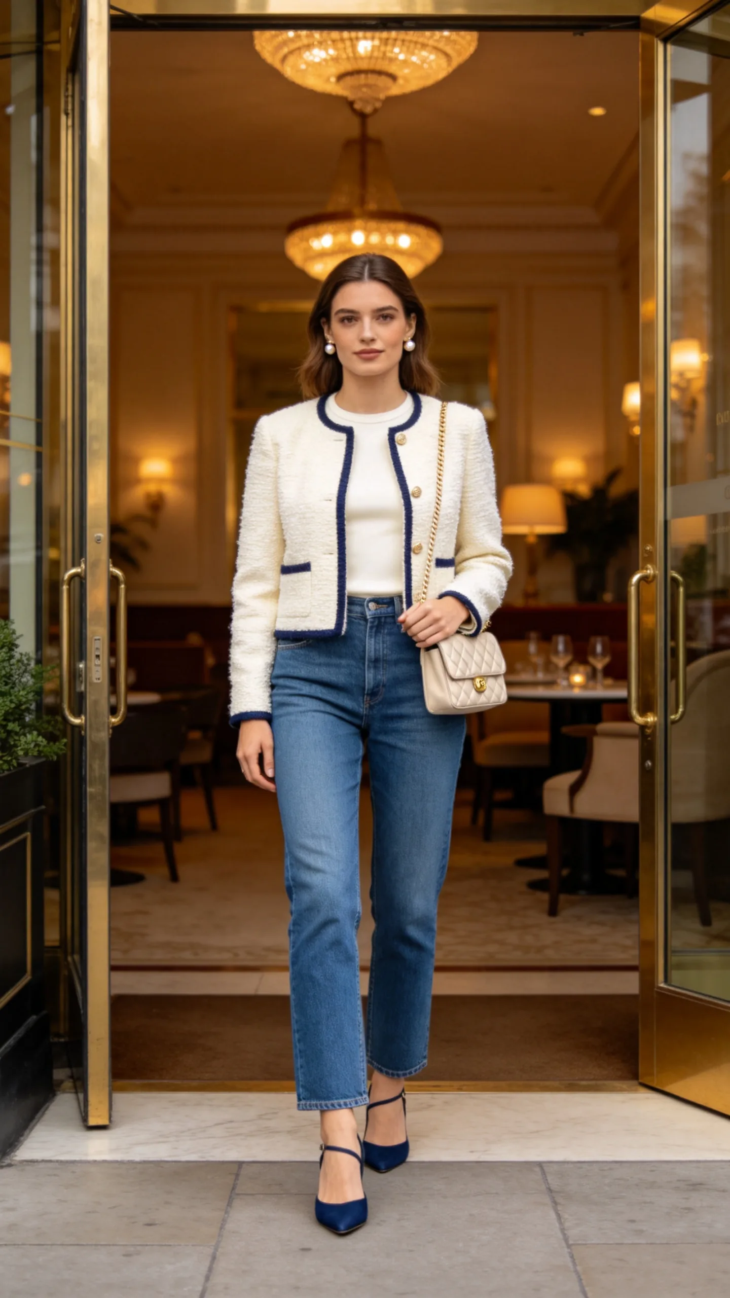 16. Ankle Jeans With a Bouclé Jacket