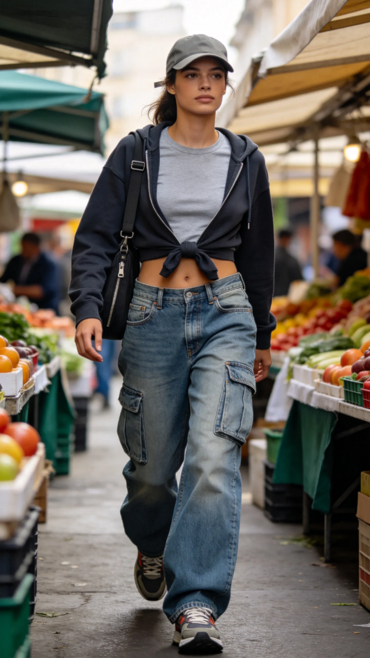 17. Low Waist Carpenter Jeans With a Baby Tee