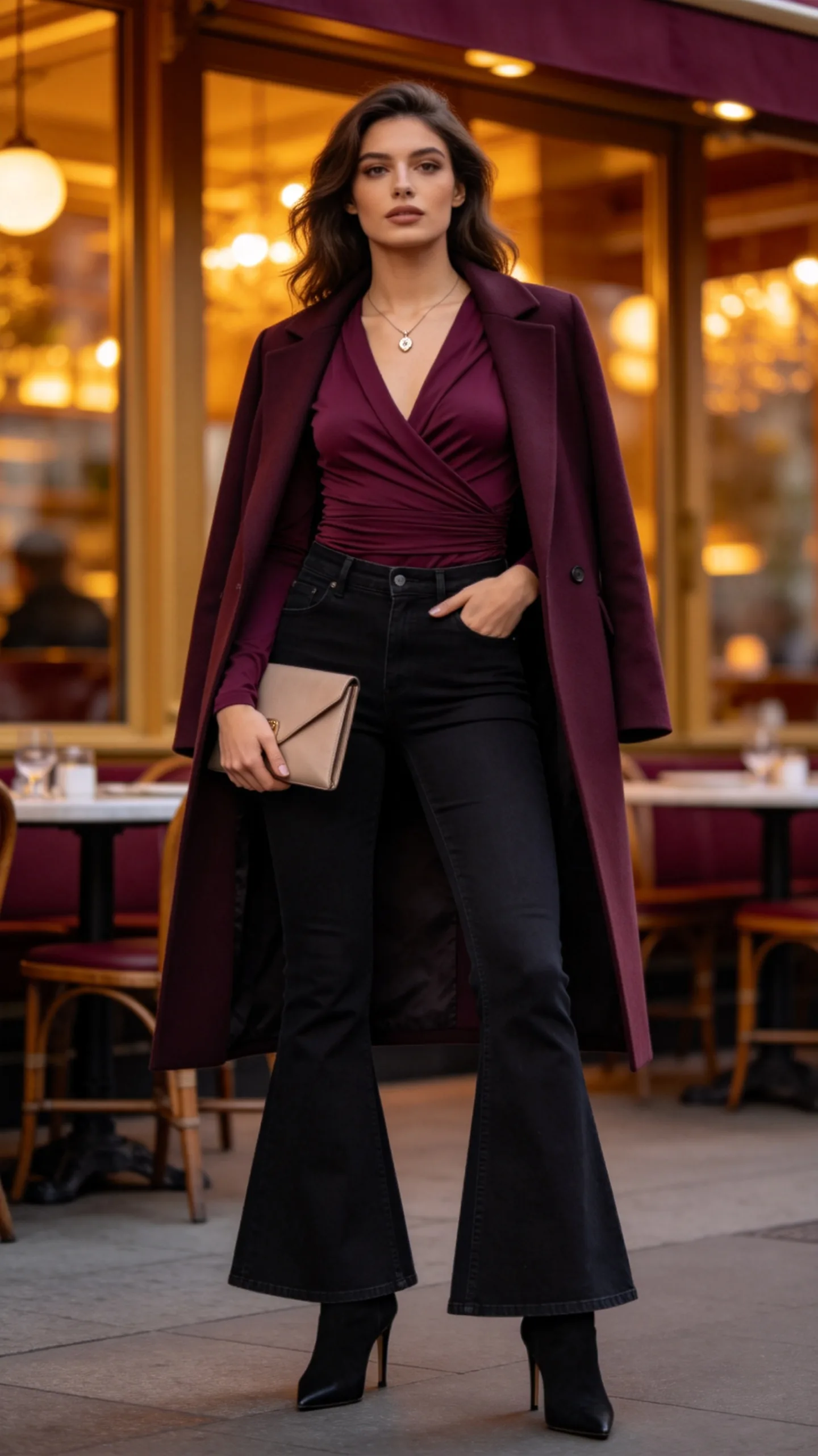 21. Draped Wrap Top and Stiletto Boots