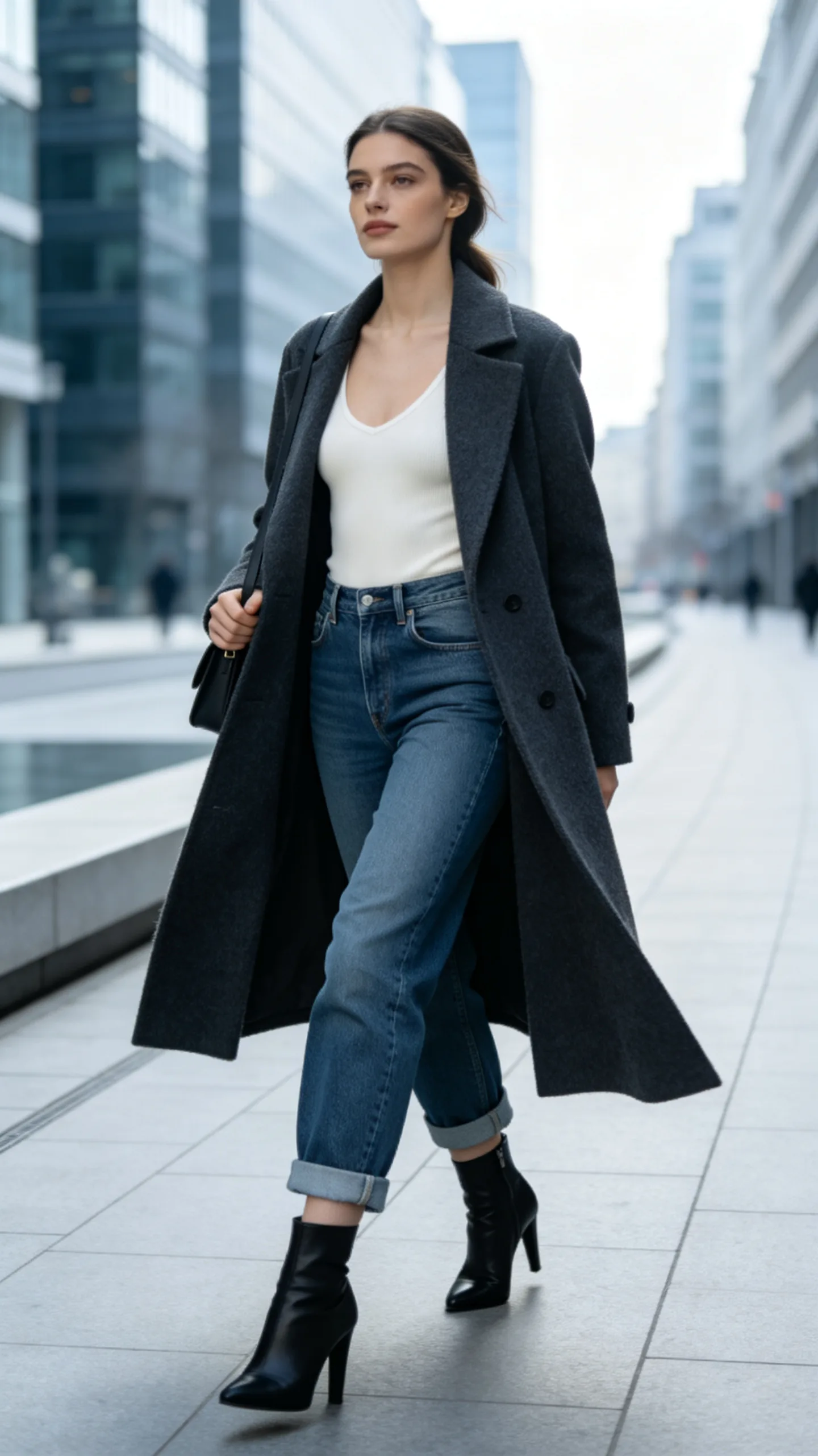 13. Fitted Bodysuit and Longline Coat