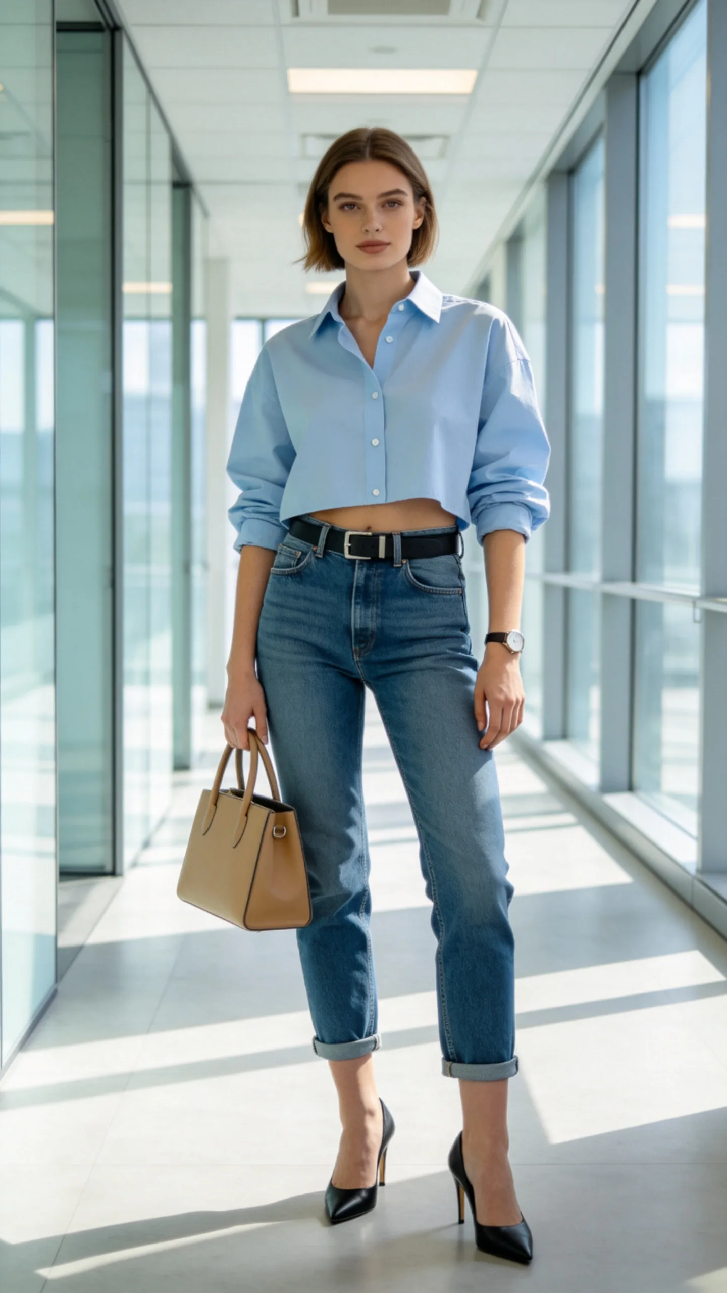 8. Oversized Button-Down and Slingback Shoes