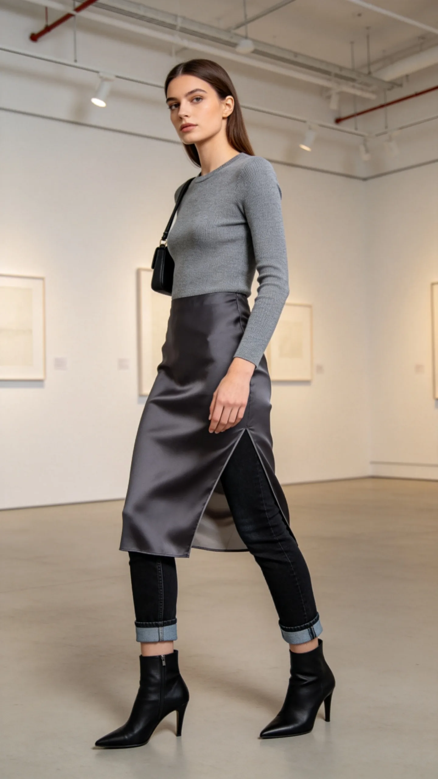 15. Slip Skirt Layer and Heeled Boots