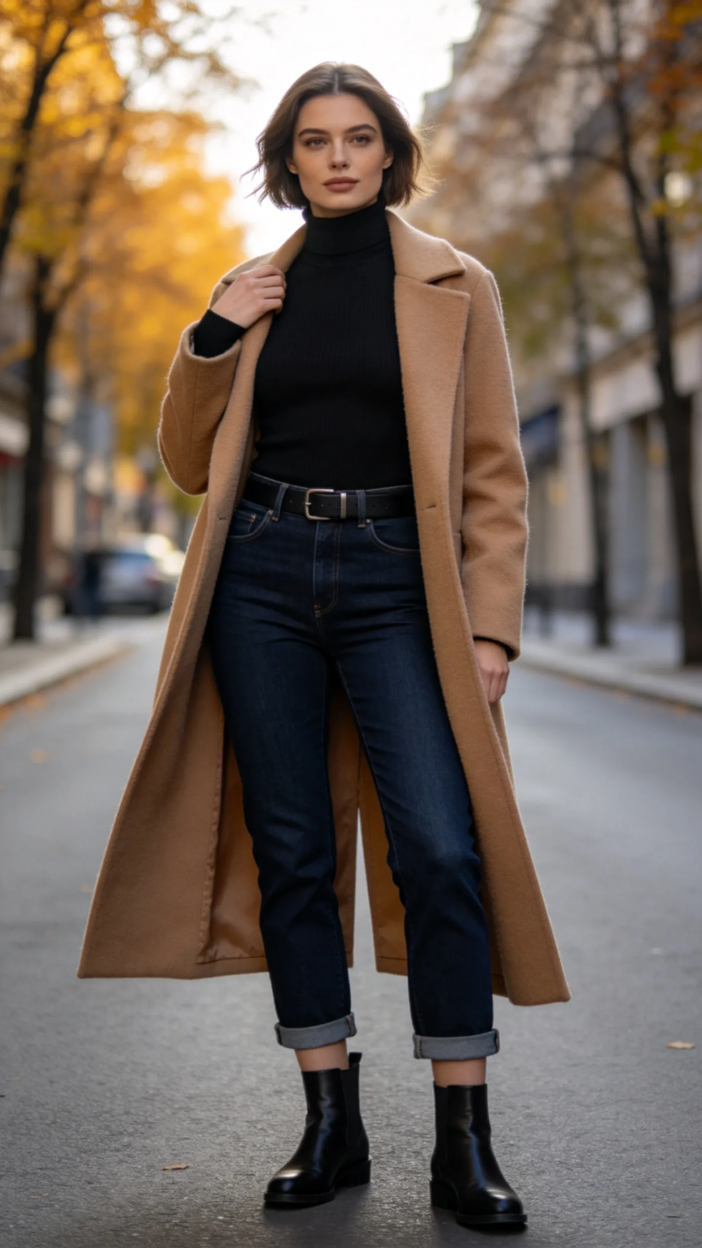 6. Fitted Turtleneck and Chelsea Boots