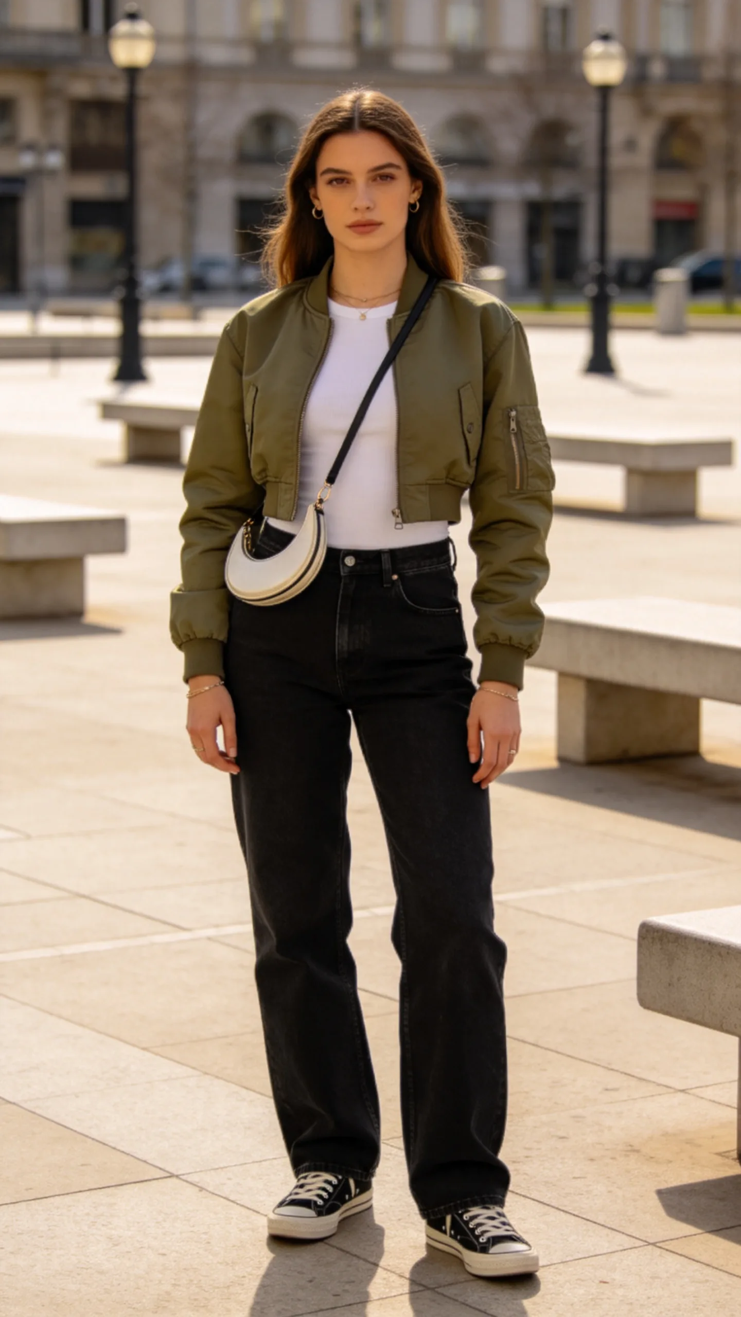 13. Bomber Jacket and Slim Long-Sleeve Top