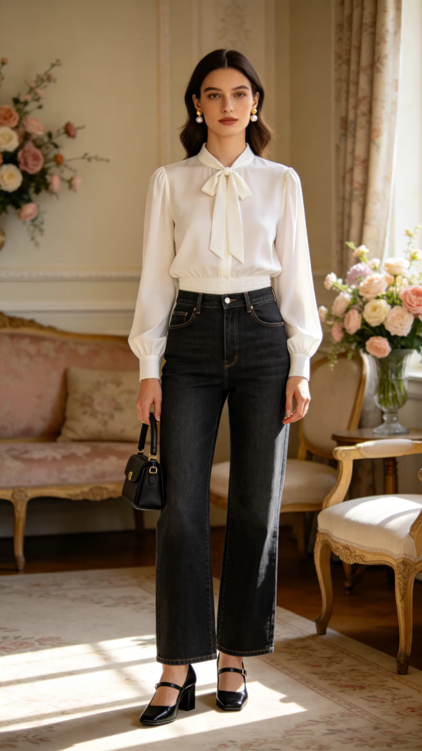 14. Feminine Blouse and Mary Jane Shoes