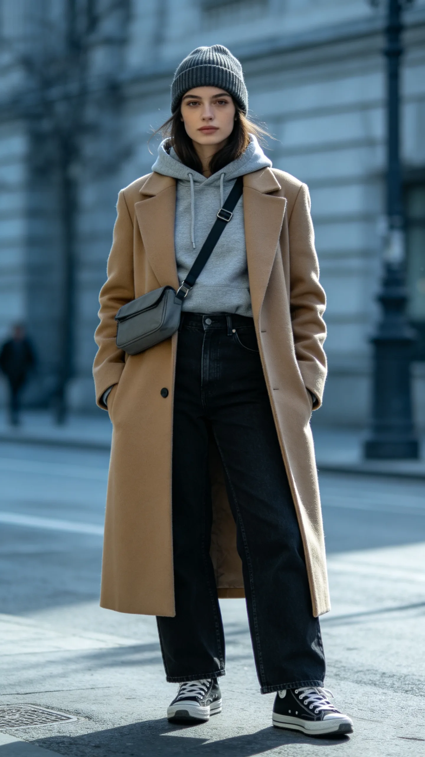 11. Hoodie and Tailored Wool Coat