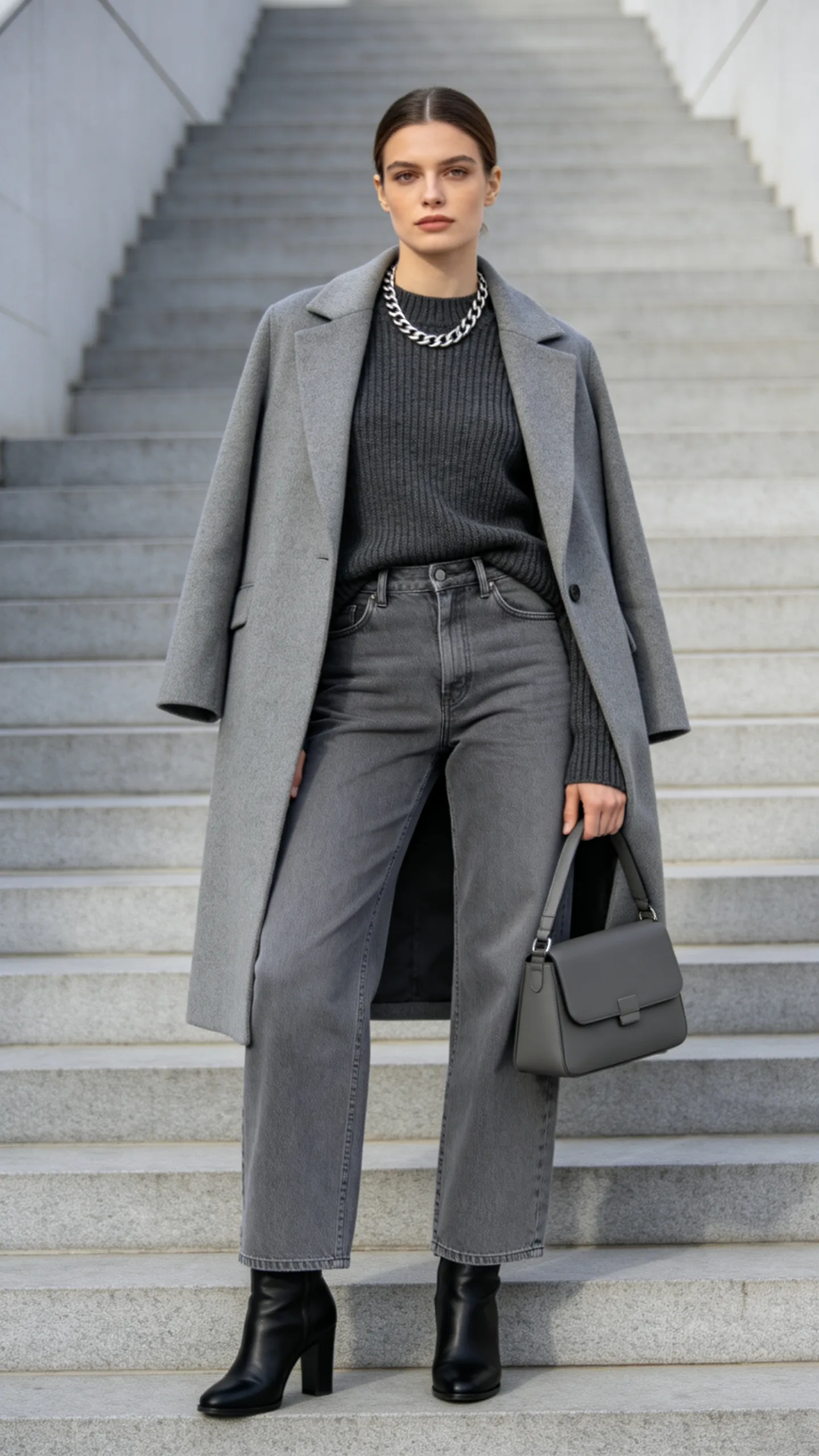 10. Monochrome Gray Denim Outfit