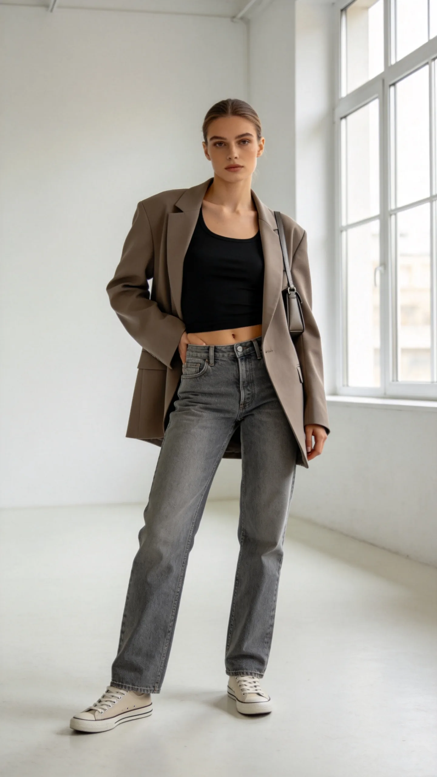 13. Oversized Blazer with a Fitted Tank