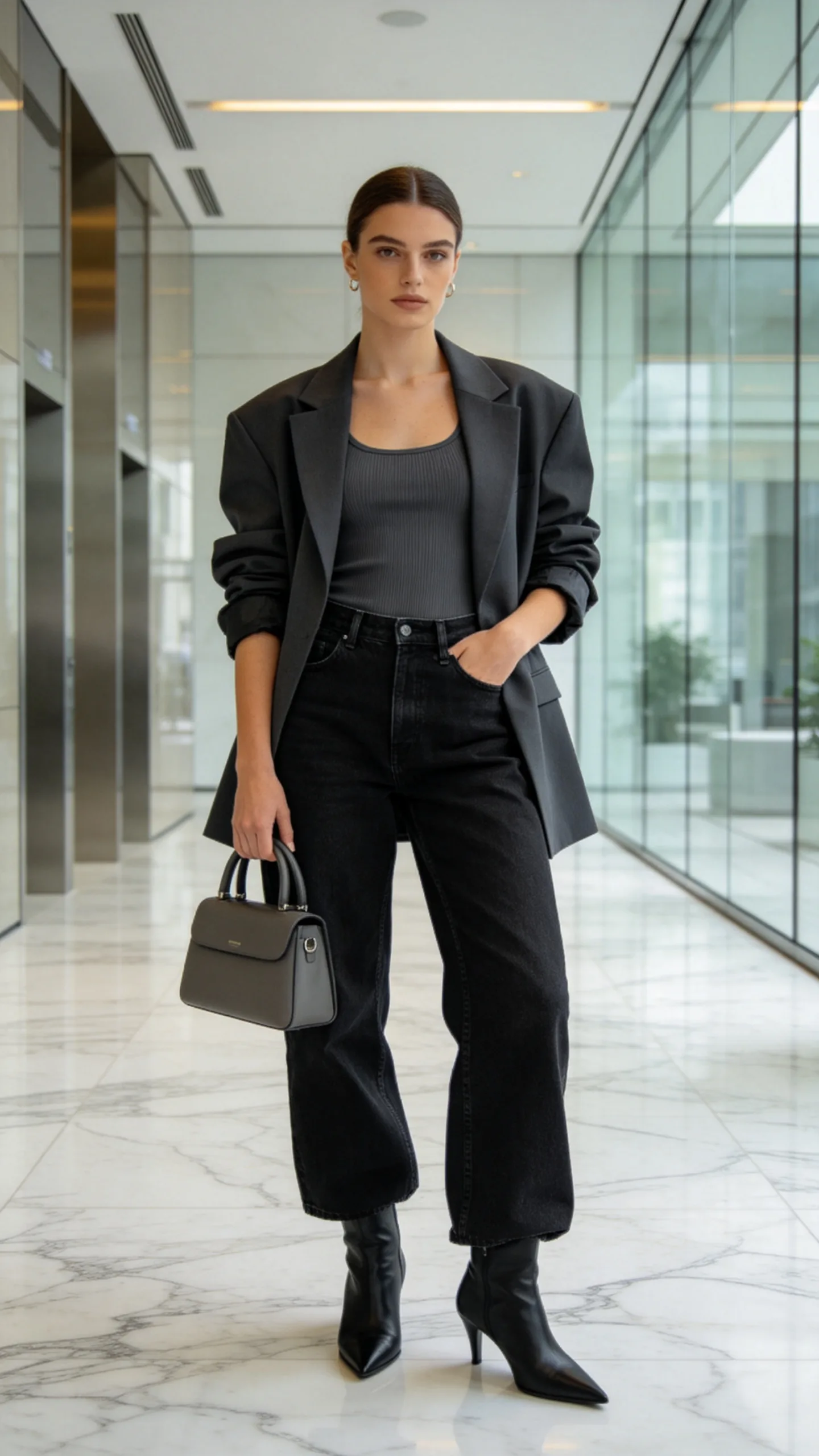 2. Oversized Blazer and Ribbed Tank