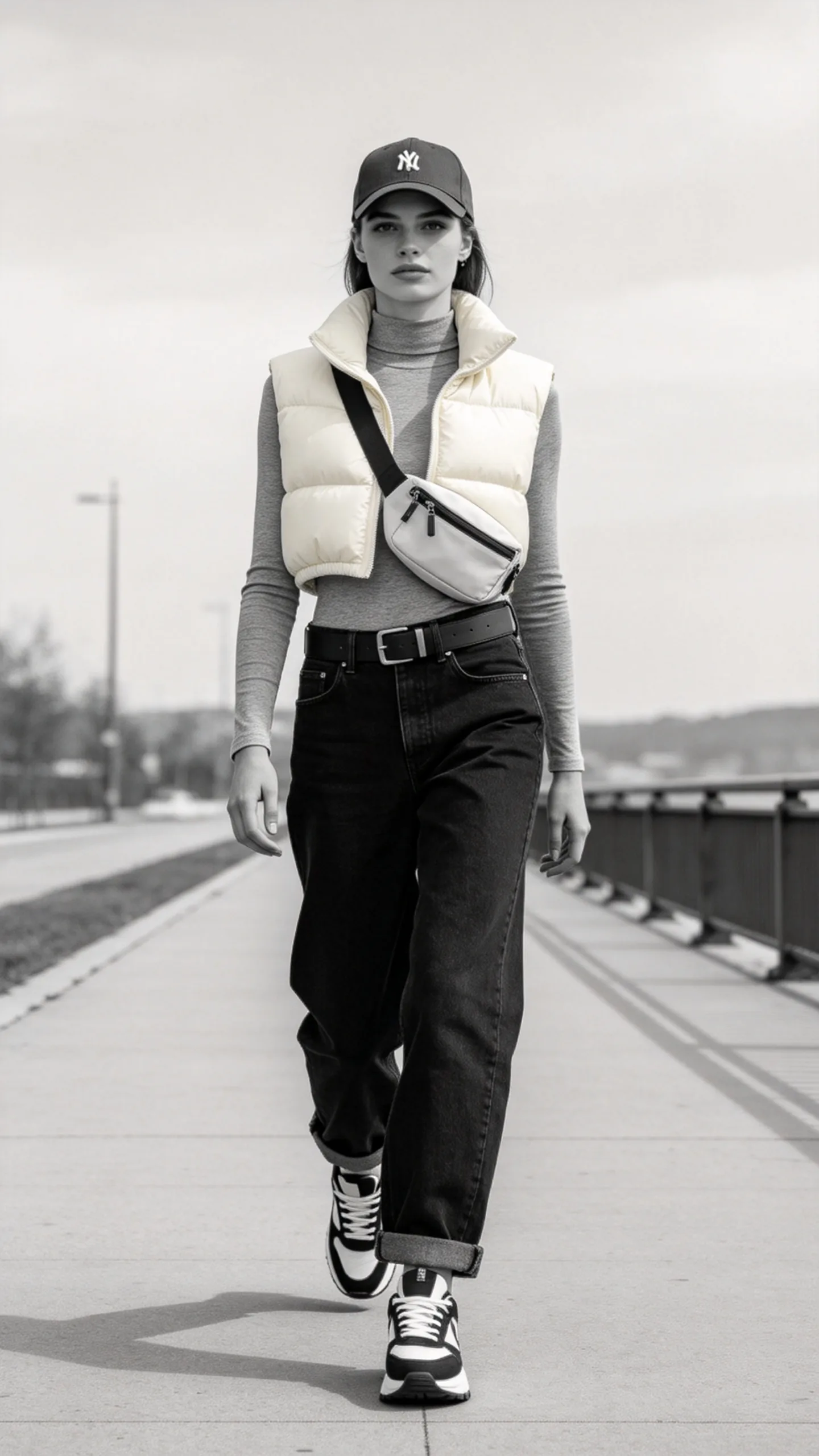 19. Puffer Vest and Chunky Sneakers