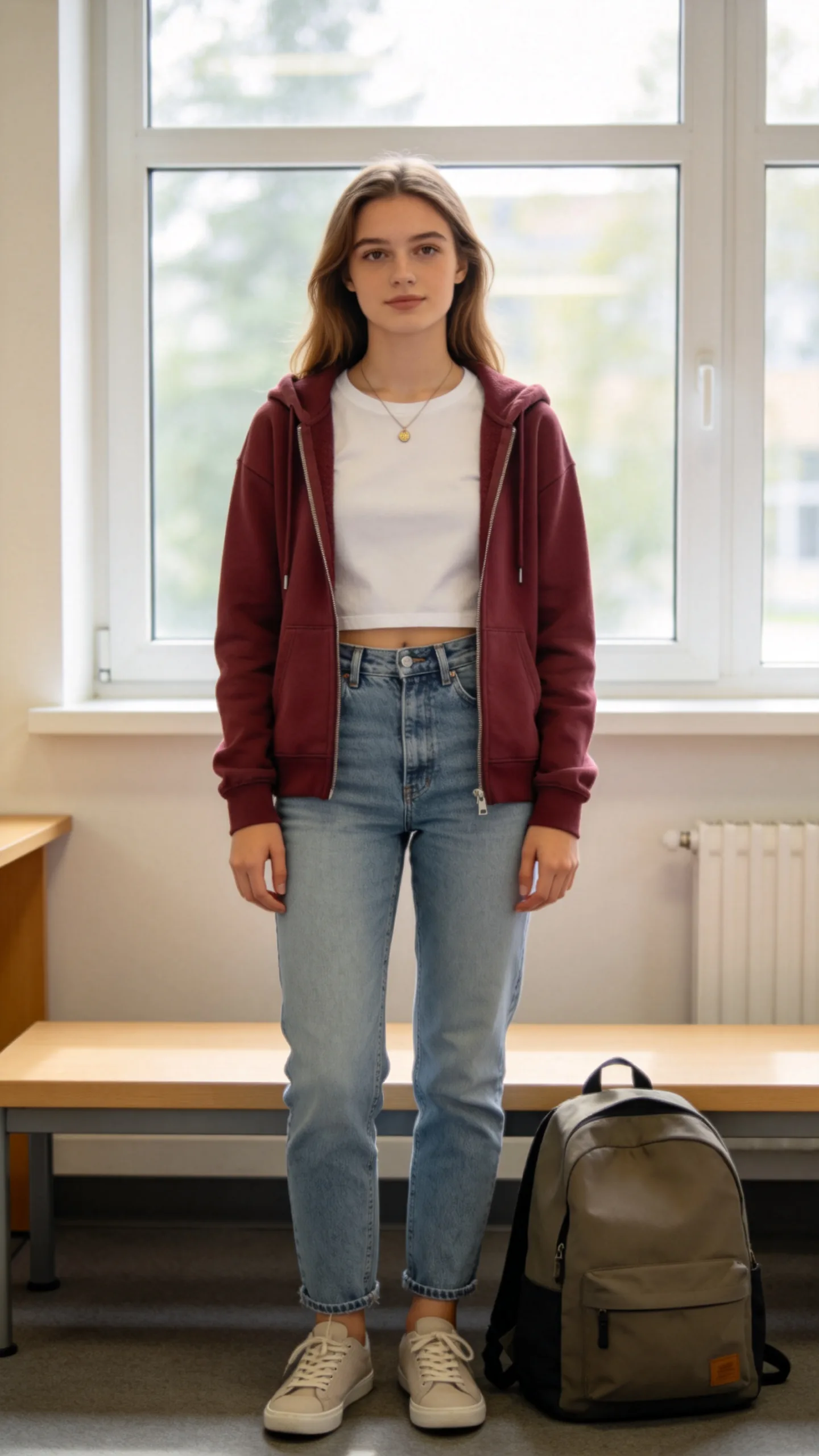 2. Mom Jeans With a Baby Tee and Zip-Up Hoodie