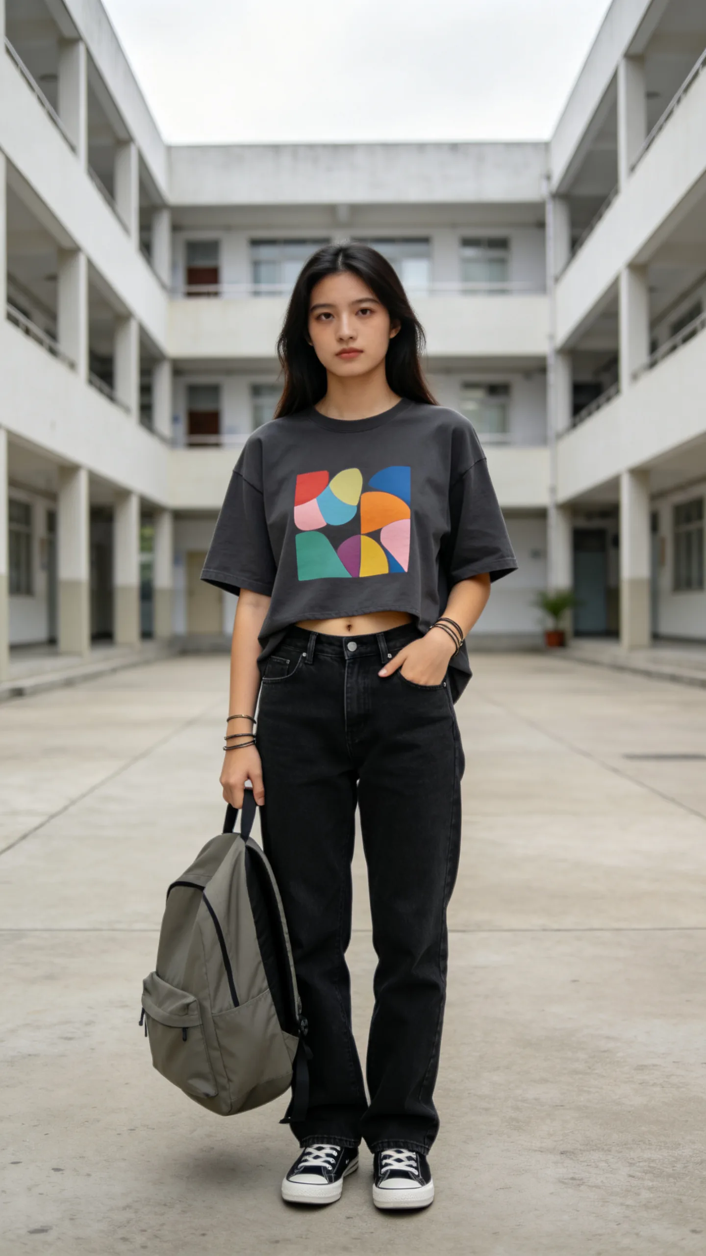 4. Black Jeans With an Oversized Graphic Tee