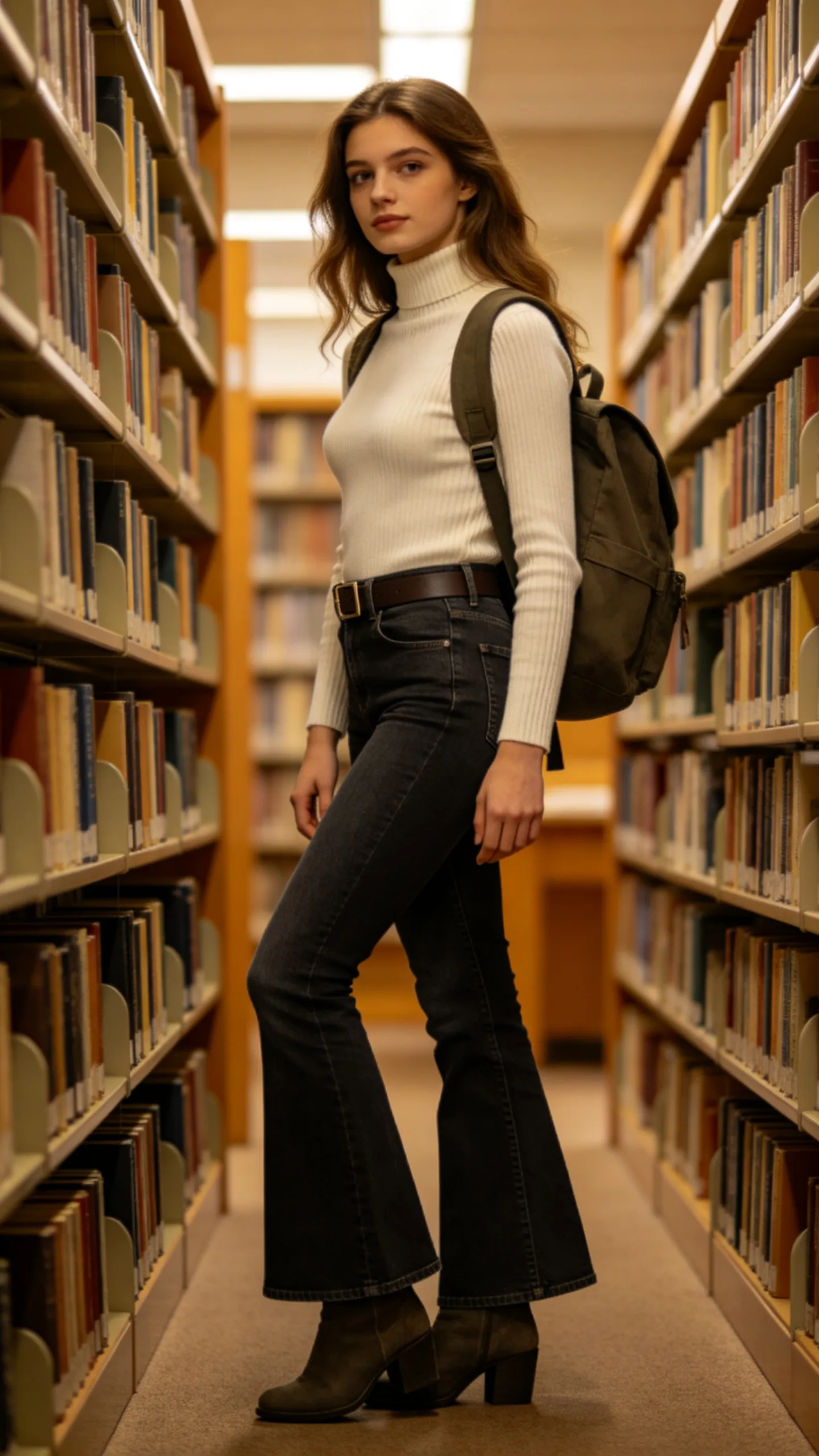 6. Flared Jeans With a Ribbed Turtleneck