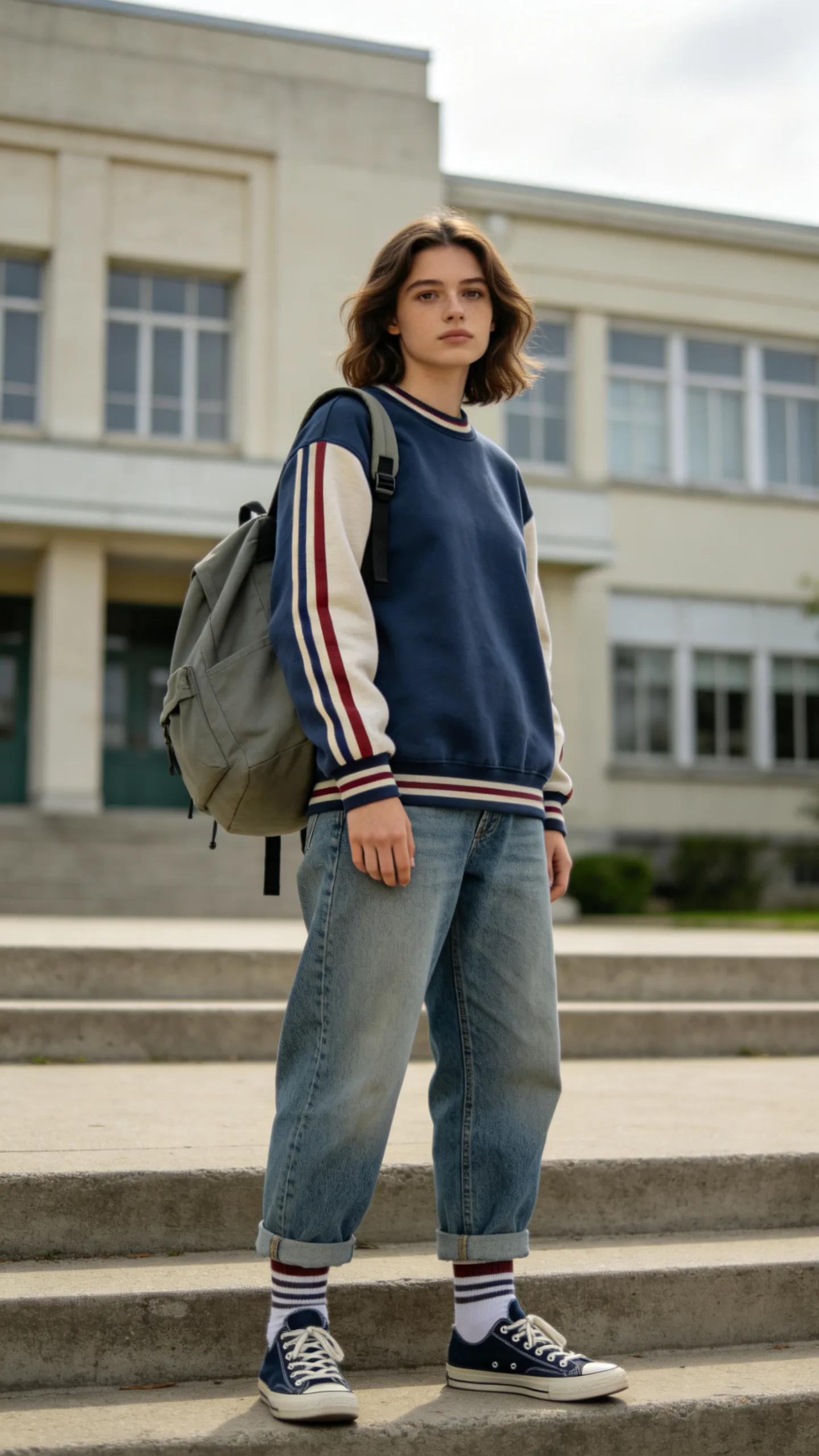 7. Baggy Jeans With a Varsity Sweatshirt