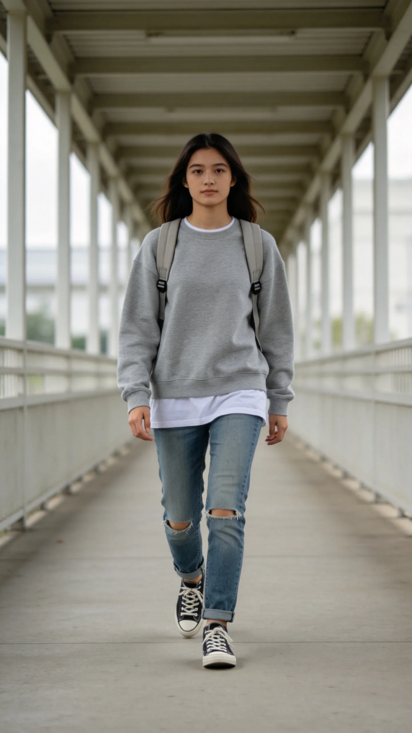 9. Ripped Jeans With a Plain Crewneck Sweatshirt