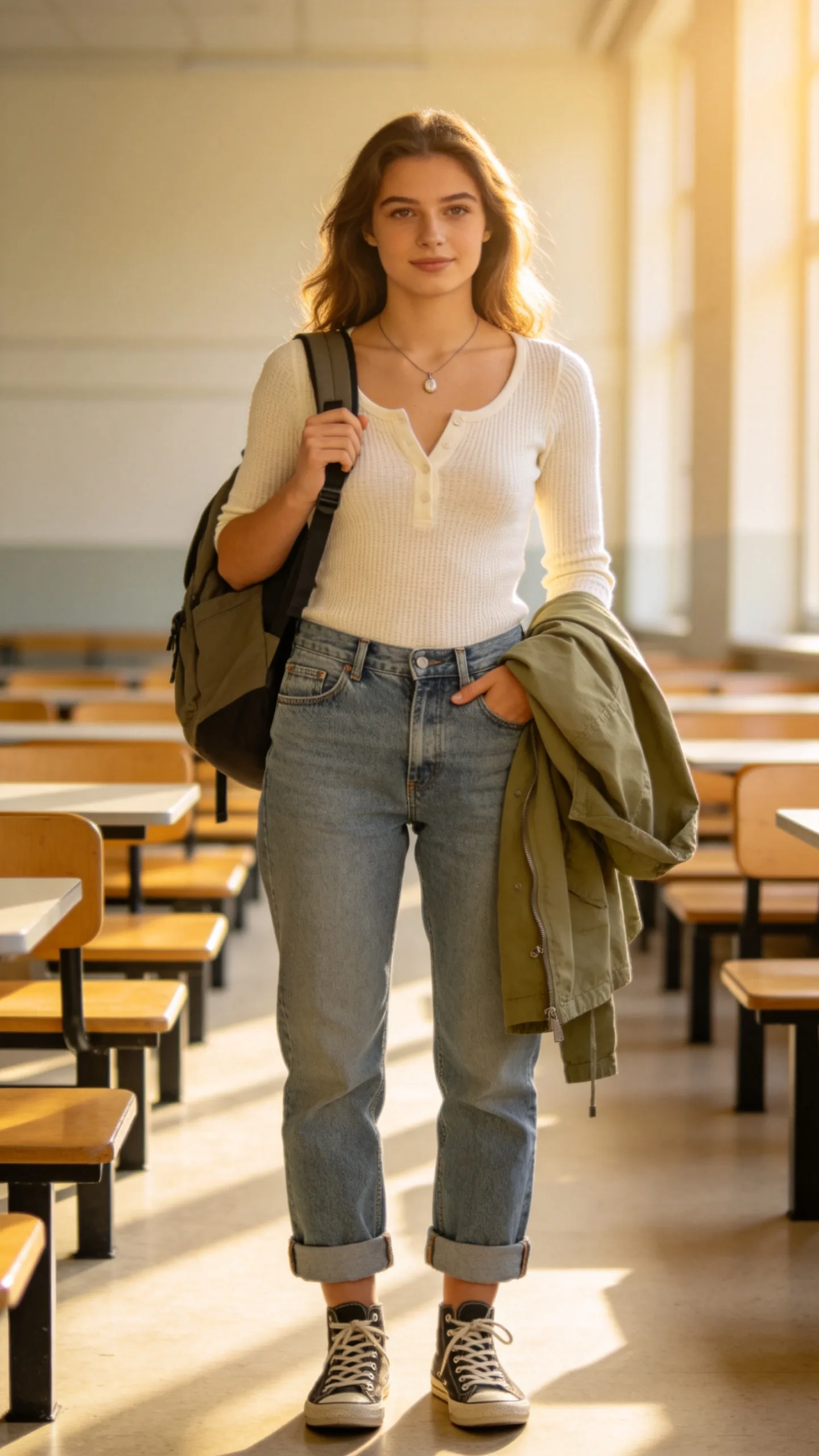 14. Cuffed Boyfriend Jeans With a Henley Top