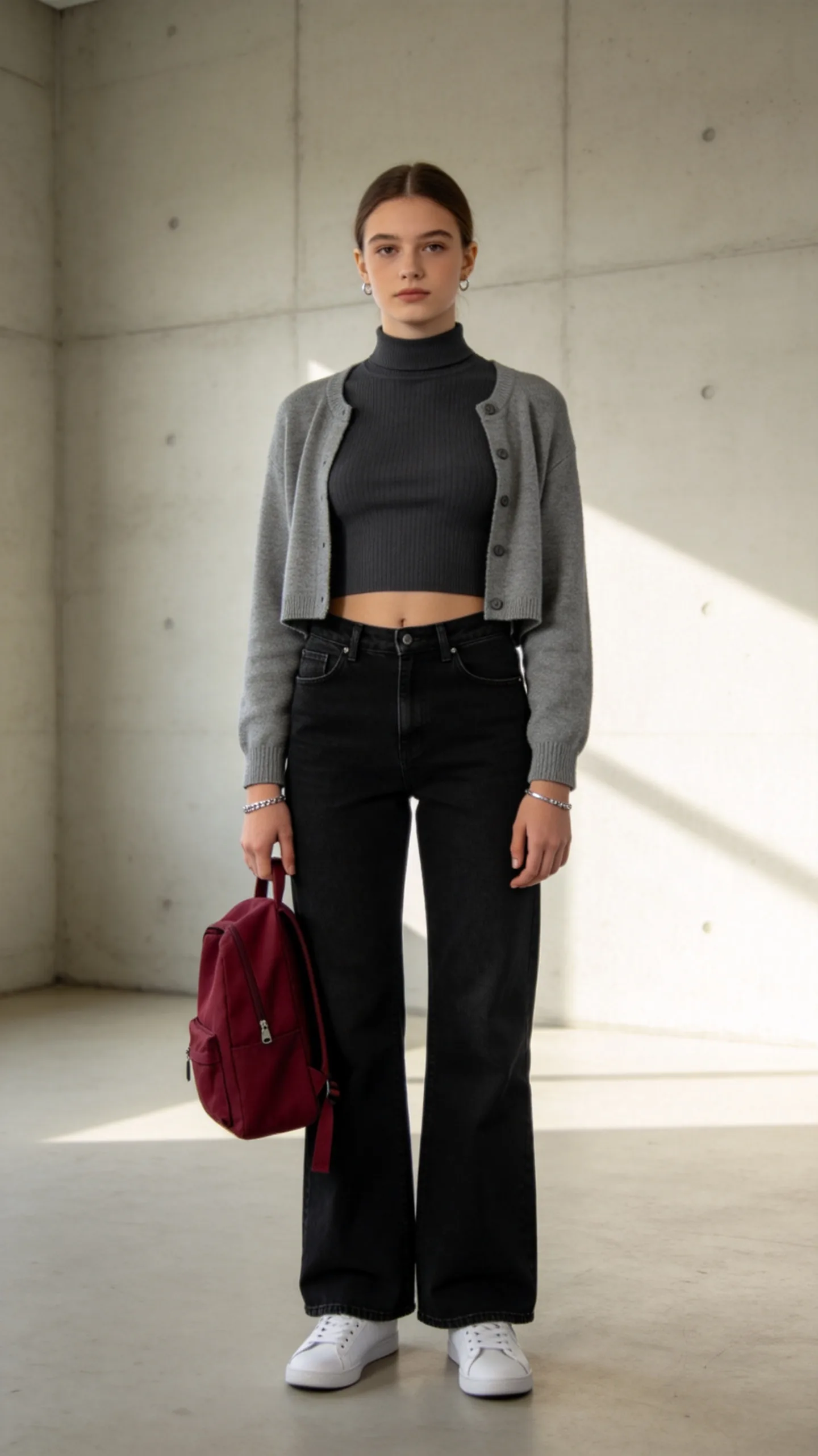 18. Black Wide-Leg Jeans With a Monochrome Top