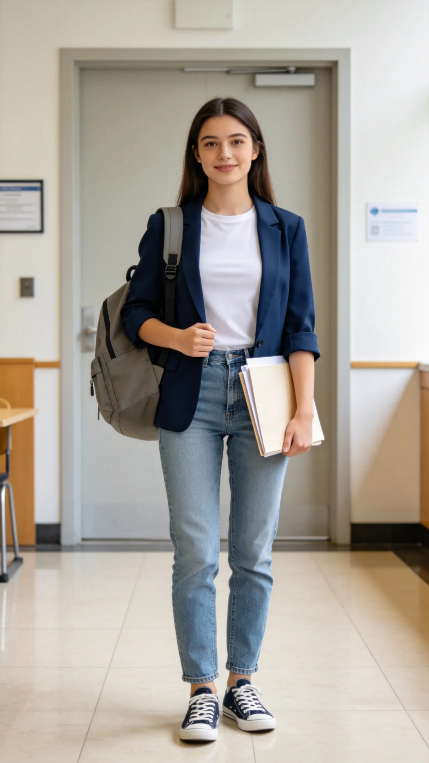 19. Straight Jeans With a Blazer and Sneakers