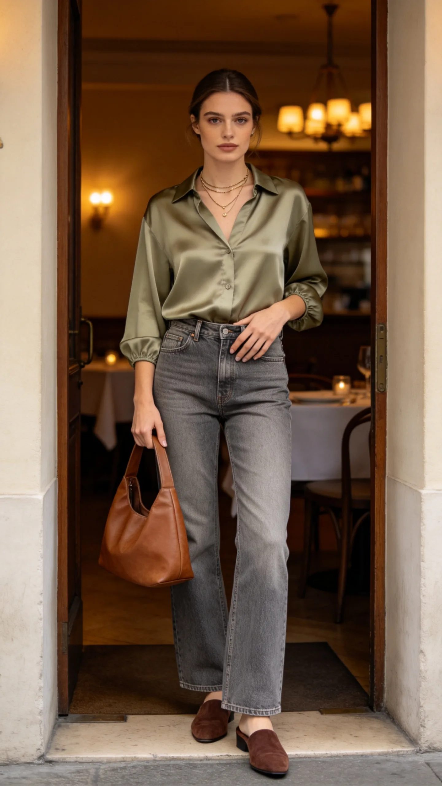 8. Soft Blouse and Suede Mules