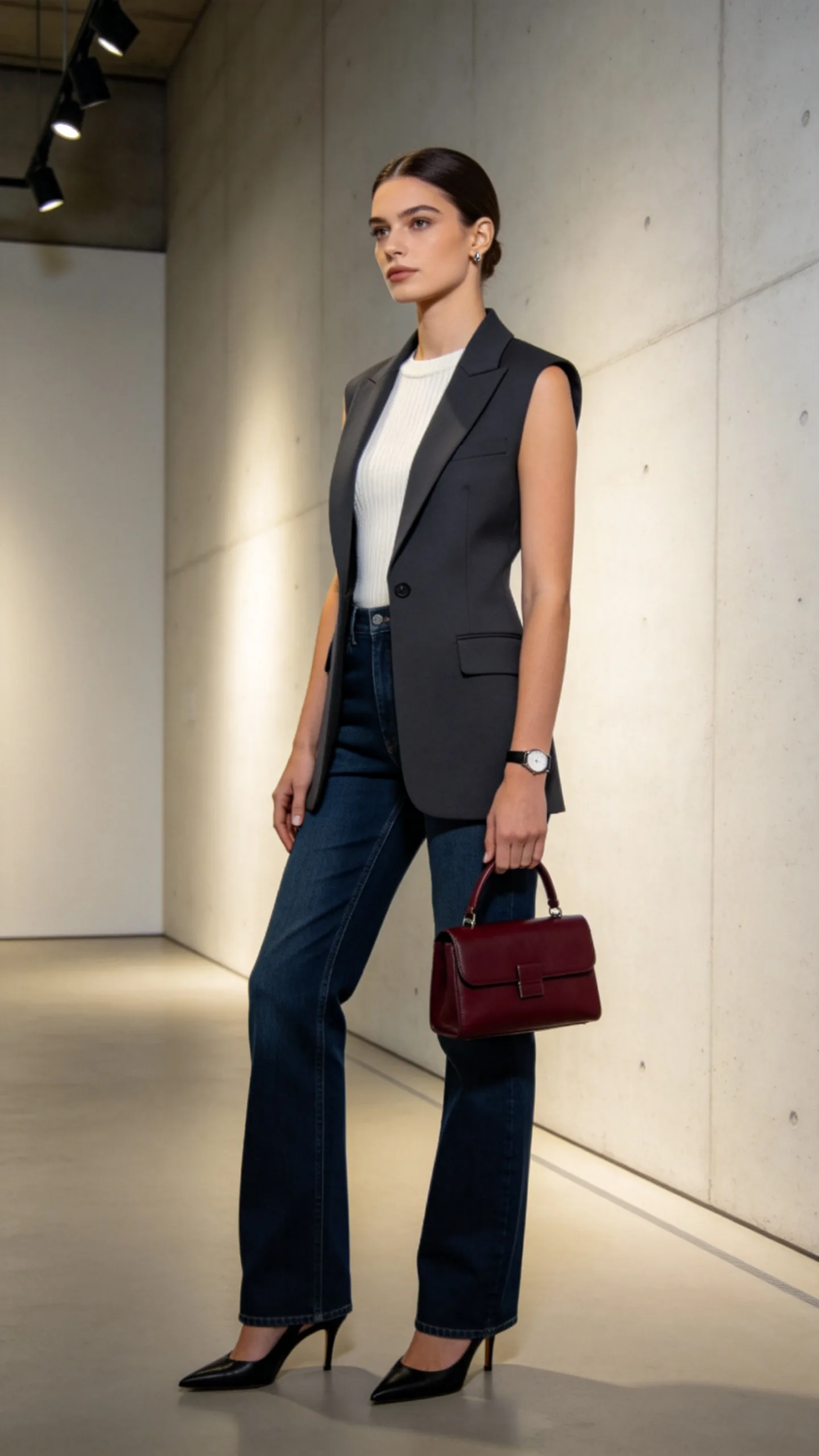7. Fitted Vest and Pointed-Toe Shoes