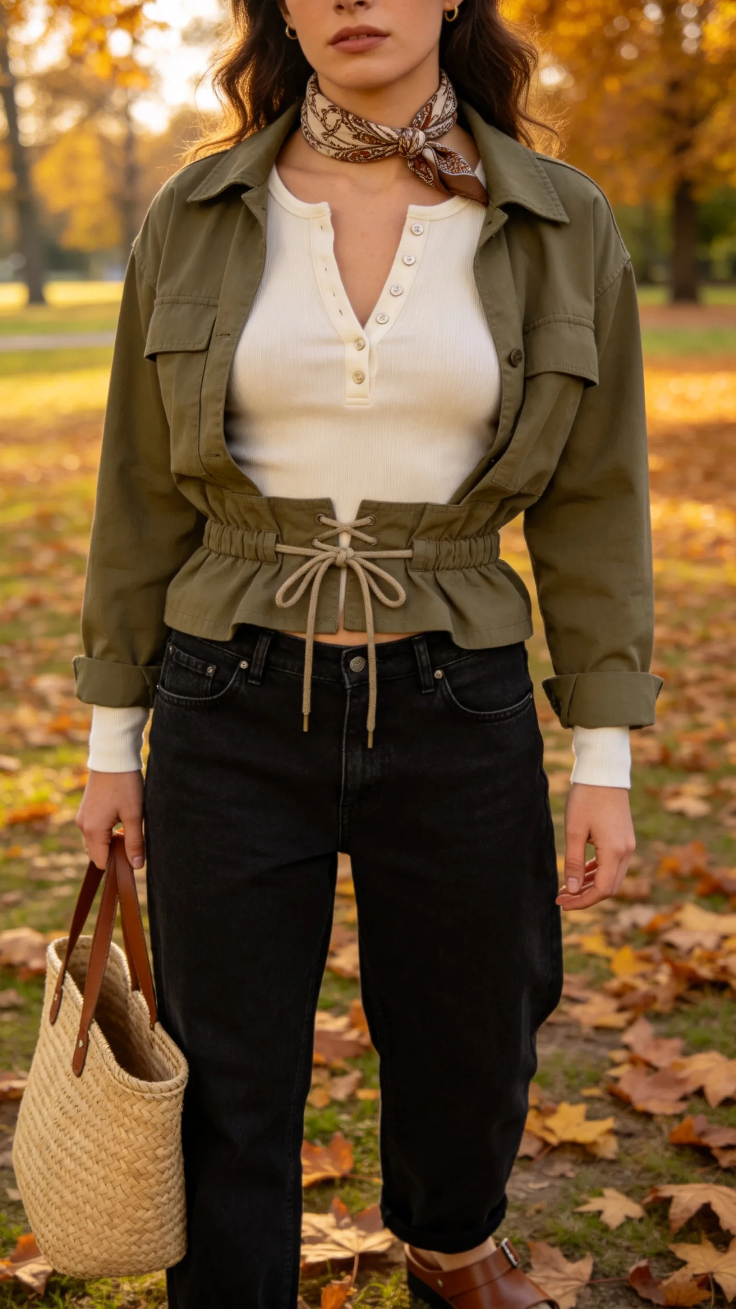 15. Utility Jacket and Cream Henley