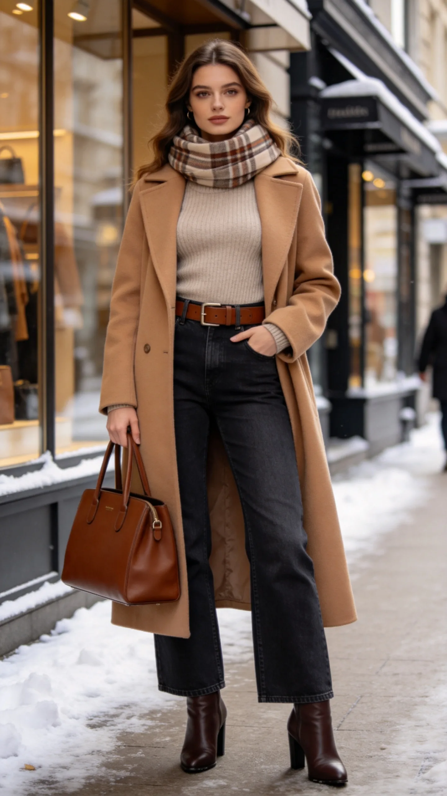 21. Camel Coat and Neutral Knit