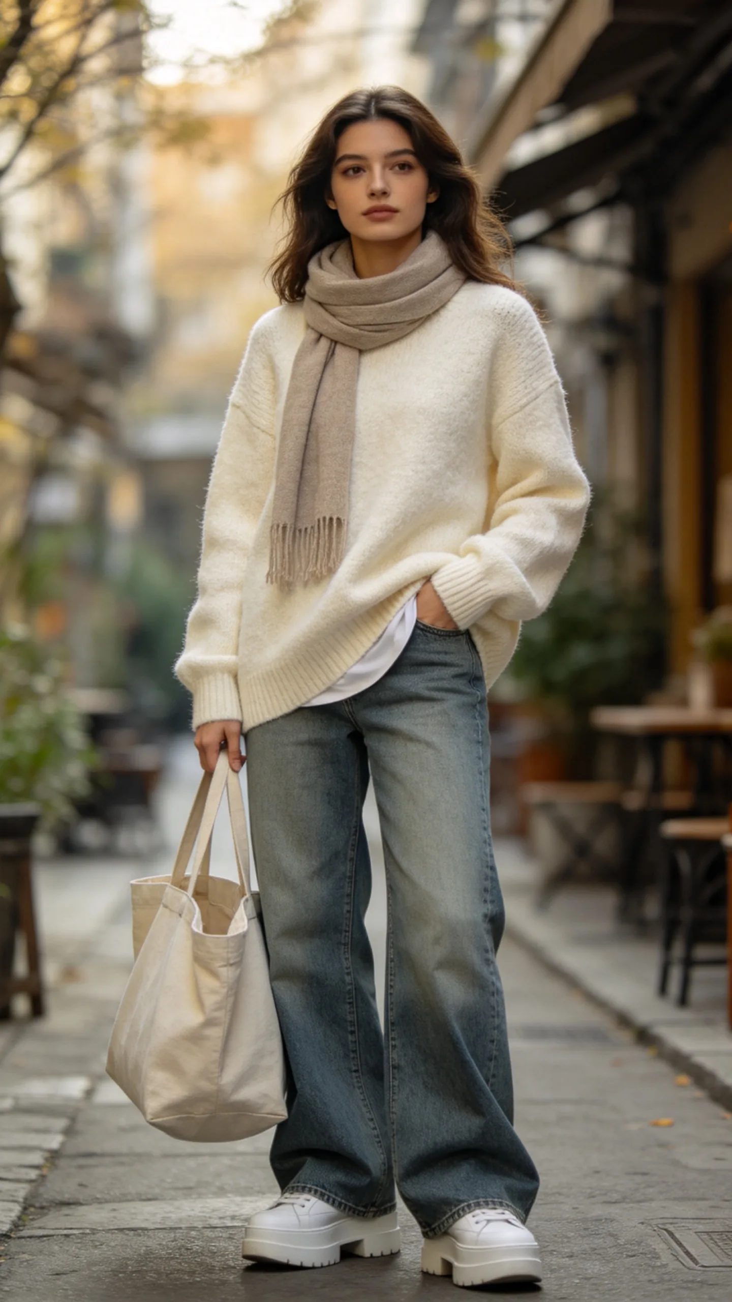 9. Chunky Sweater and Platform Sneakers