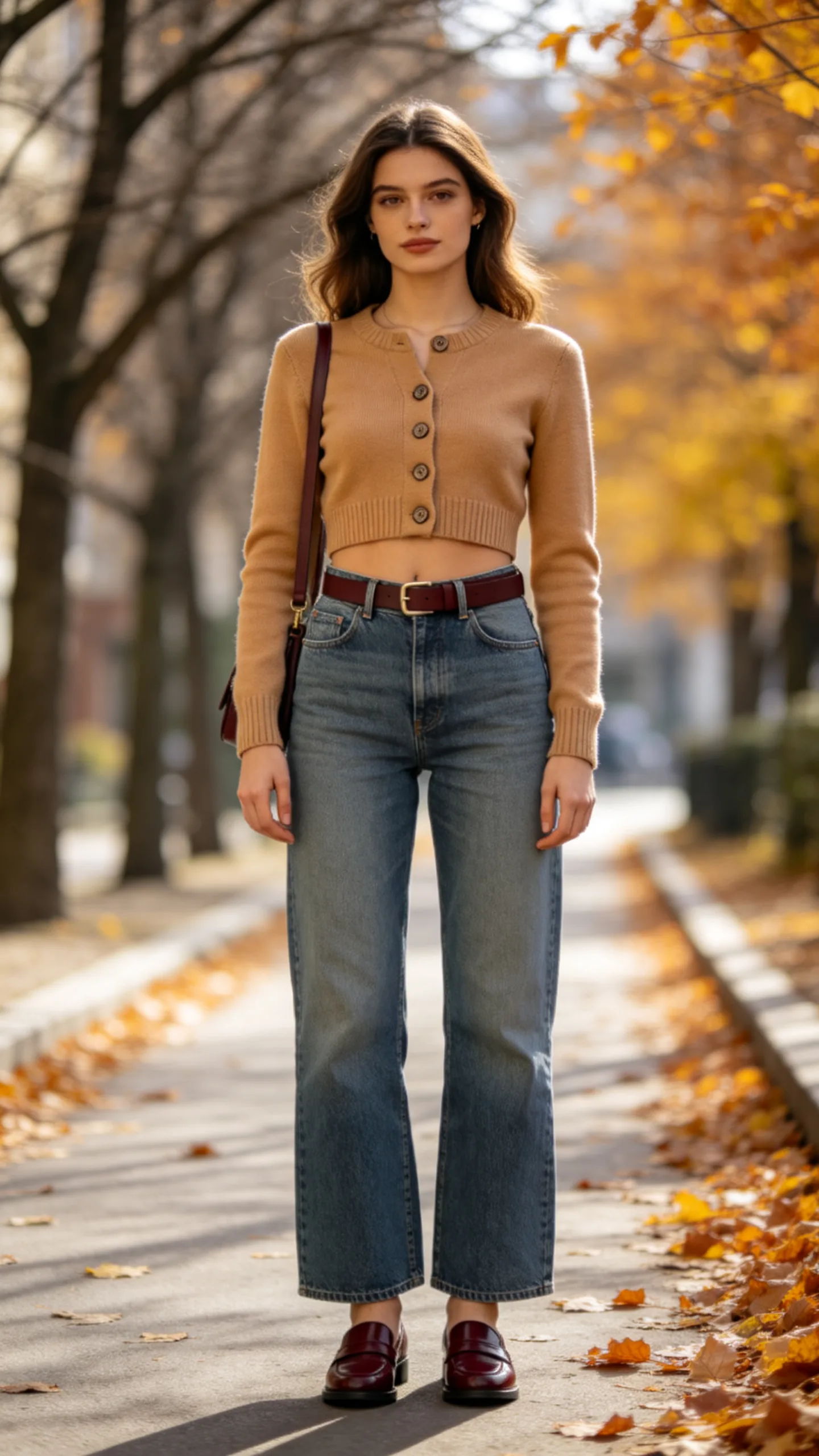 4. Cropped Cardigan and Loafers